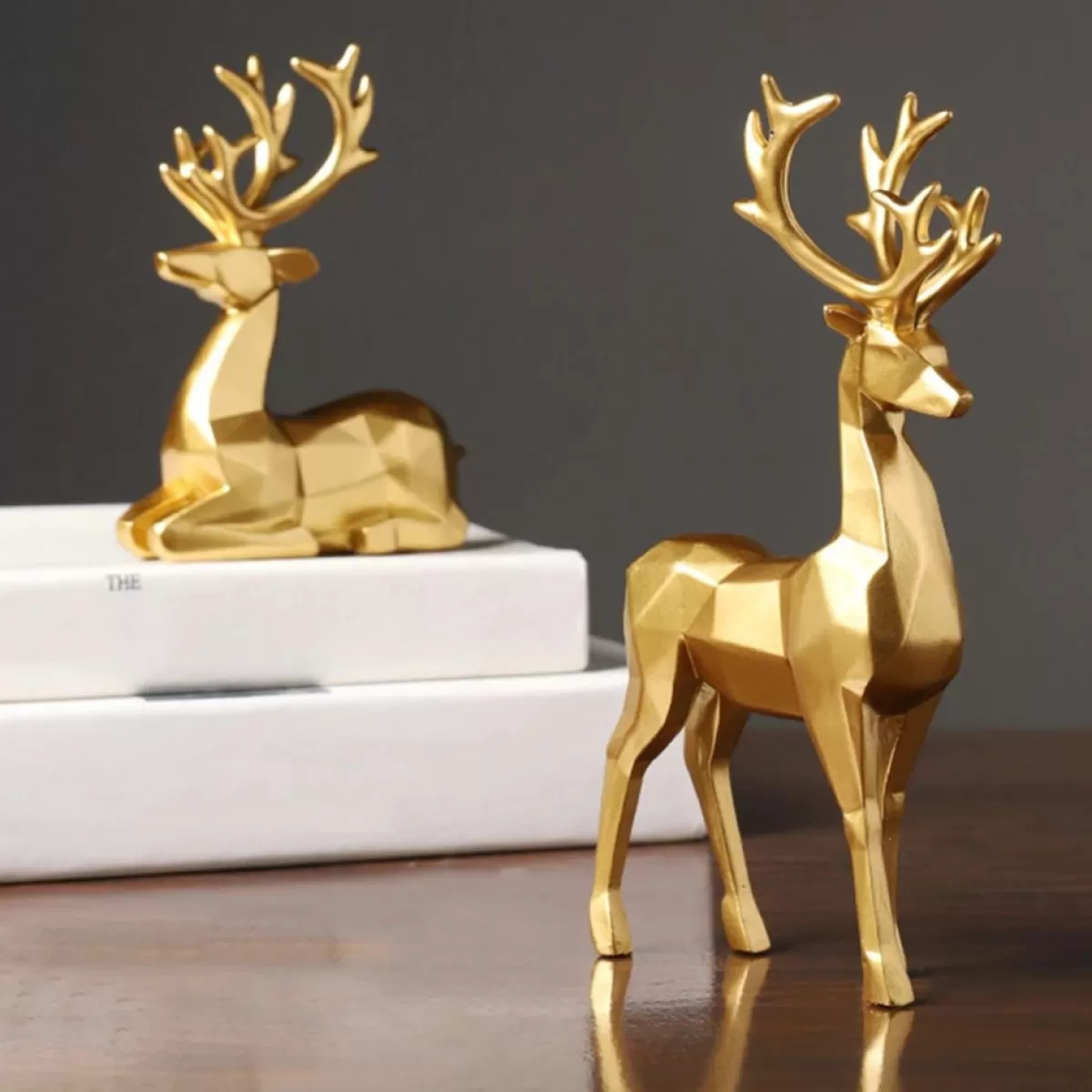 Levabe Kerstbeelden> - Nordic Kerst Rendier Beeldjes - Herten - Woonkamerdecoratie - Goud - Decoratie - Gouden Decoratie - Set