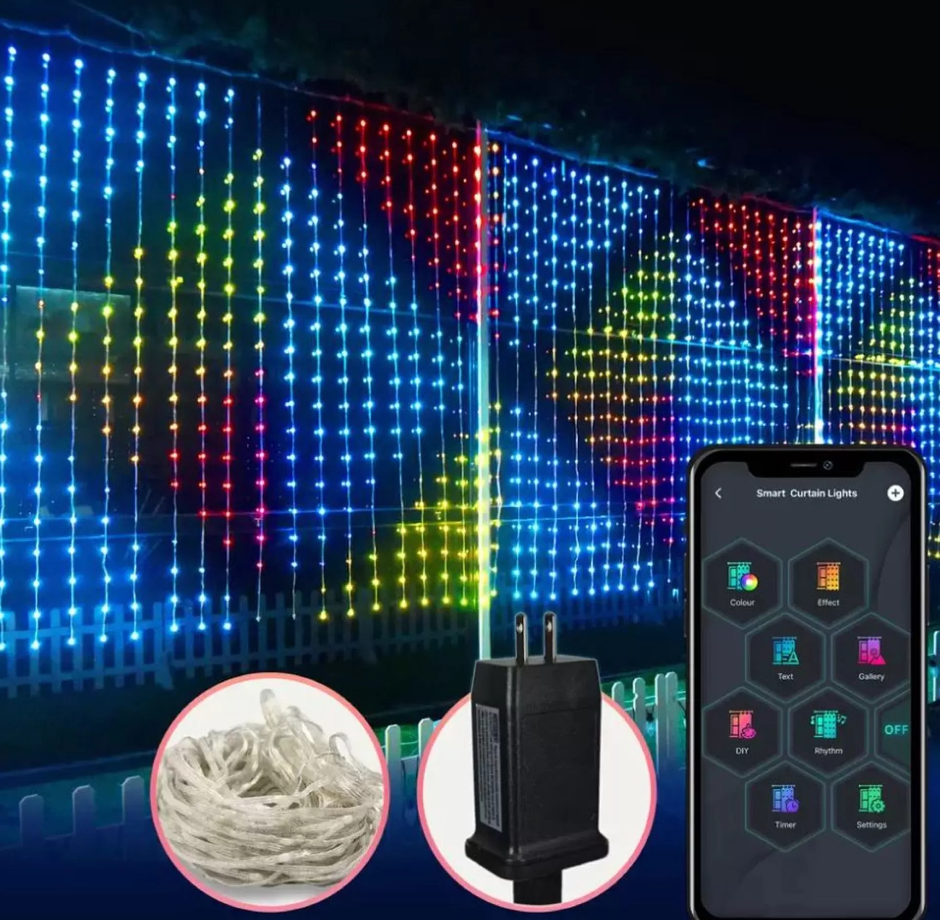 Lichtendirect -Smart-Lichtslinger-400 Rgb Leds- 2X2M- App-Sfeerverlichting-Decoratie-Kerstverlichting-Tuinverlichting-Bruiloft-Festival-Lichtsnoer-Prikkabel Store