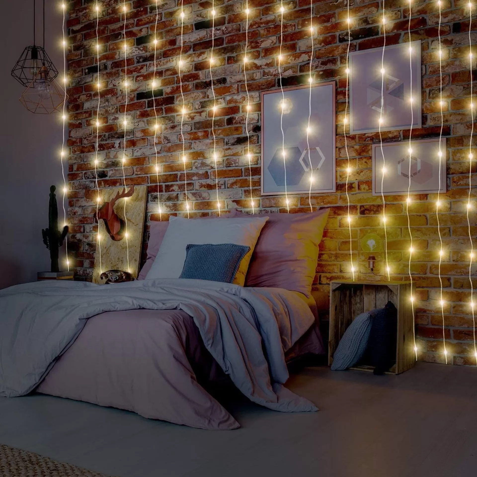 discountershop Lichtgordijn | Lichtvorhang | Extra Warm Wit | +8 Functies | 3.6W | Gordijnverlichting 400 Led | 190X200 Cm Hot