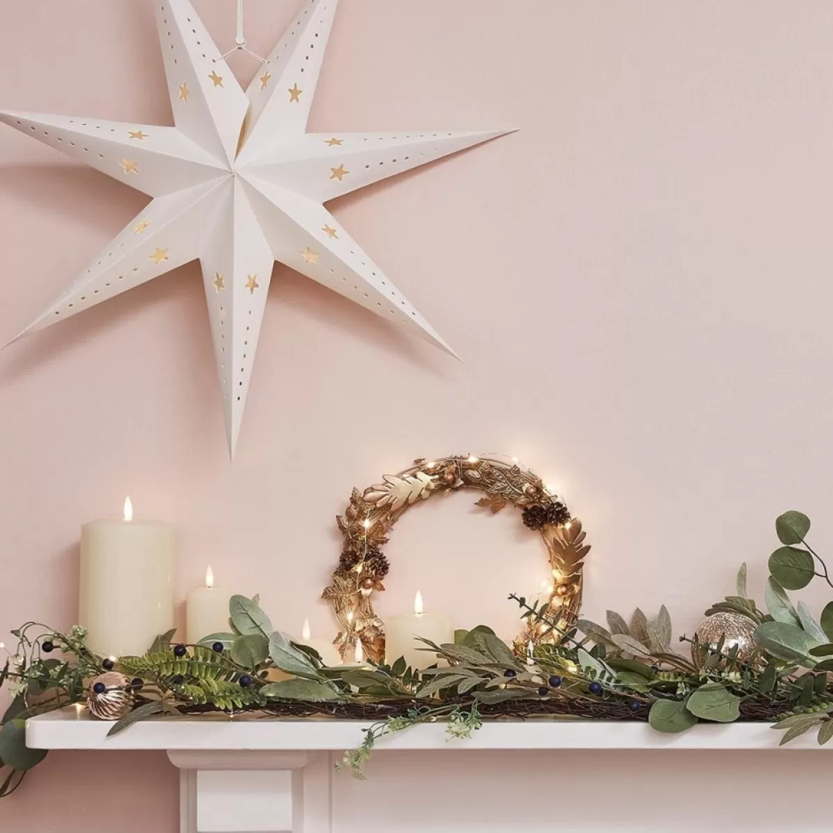 * Kerstkransen>Lights4Fun Gouden Krans Deurkrans 33 Cm Herfstdecoratie Kerstdecoratie Moderne Adventskrans
