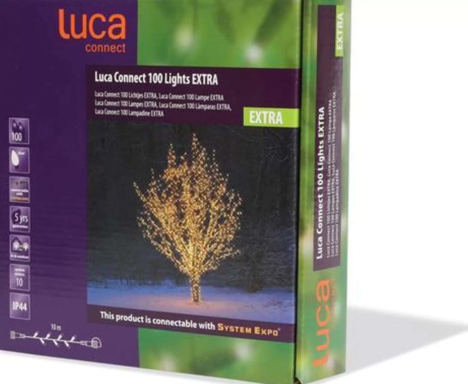 Star Trading Kerstlichtsnoeren>Luca Lighting - Snoer Extra Luca Connect Xp Lengte 10 Meter Met 100 Lampjes - Warm Wit