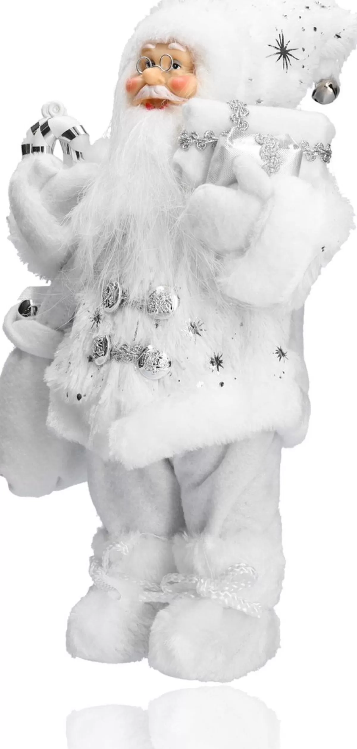 discountershop Kerstbeelden>Luxe Afgewerkte Kerst Decoratie | Kerstversiering | 57 Cm | Grijs | Handgemaakt Kerstpop |