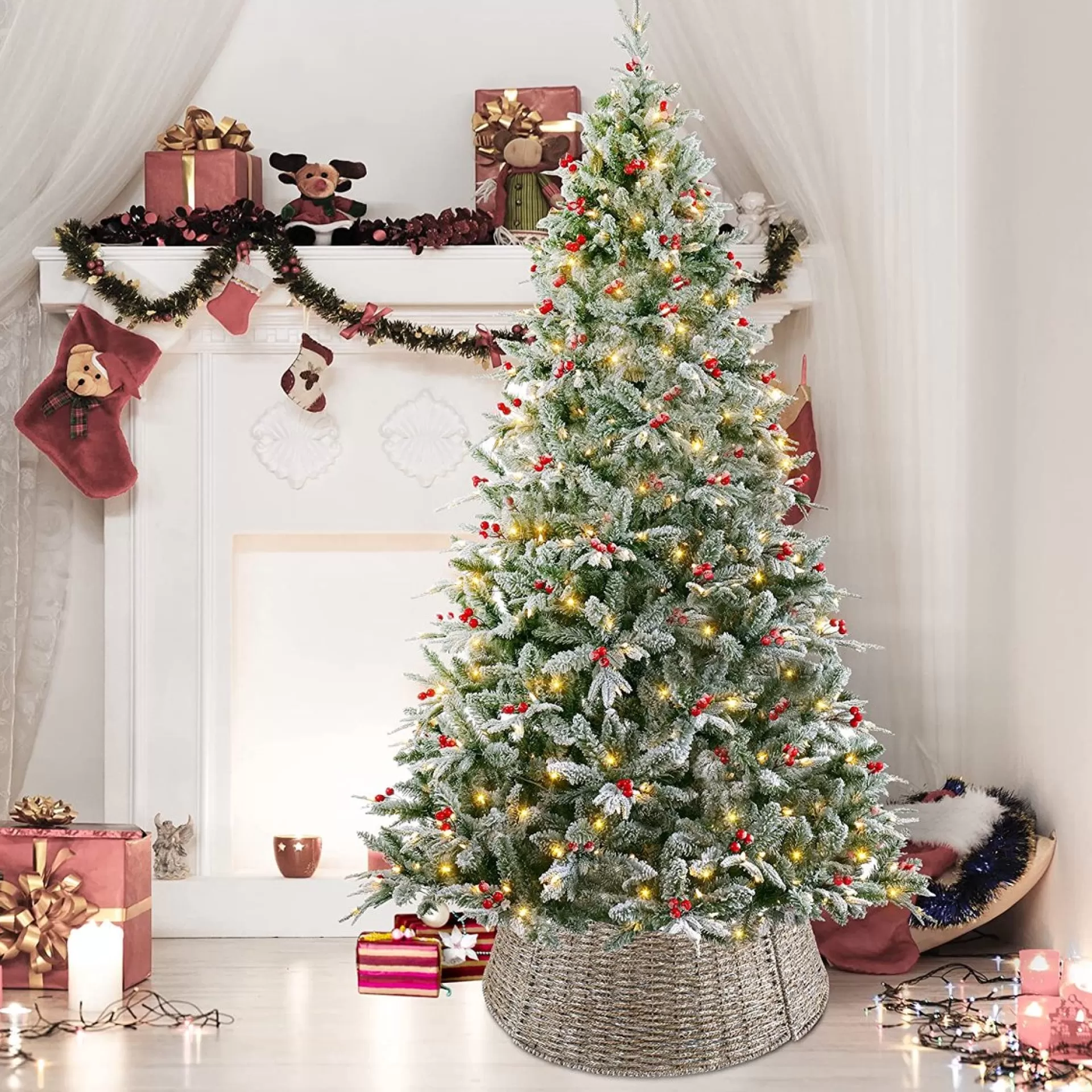 Meisterhome Kerstboomring Kraag Kerstboomrok - H23 X O60 Cm - Zeegras - Naturel Bruin 3 Elementen Flash Sale