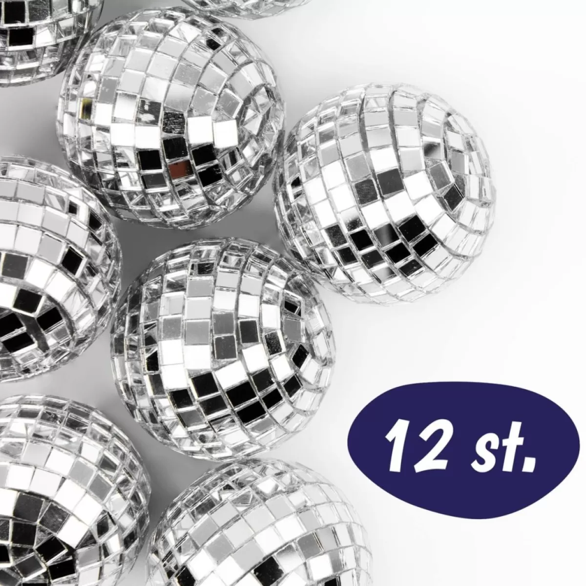 Happy Happenings Kerstboomversieringen>Mini Discoballen - Zilver - 12 Stuks - Kerstballen - 3Cm Klein