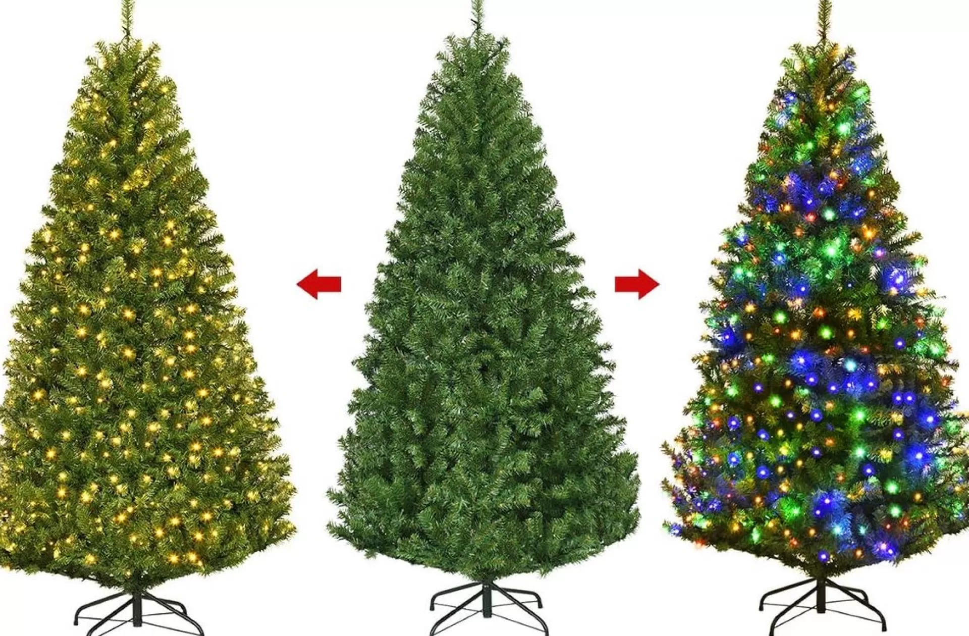 Costway Monkey's Kunstkerstboom - Met Led Lichtketting - Groen - Kerstmis - Kerstboom - 180 Cm Sale