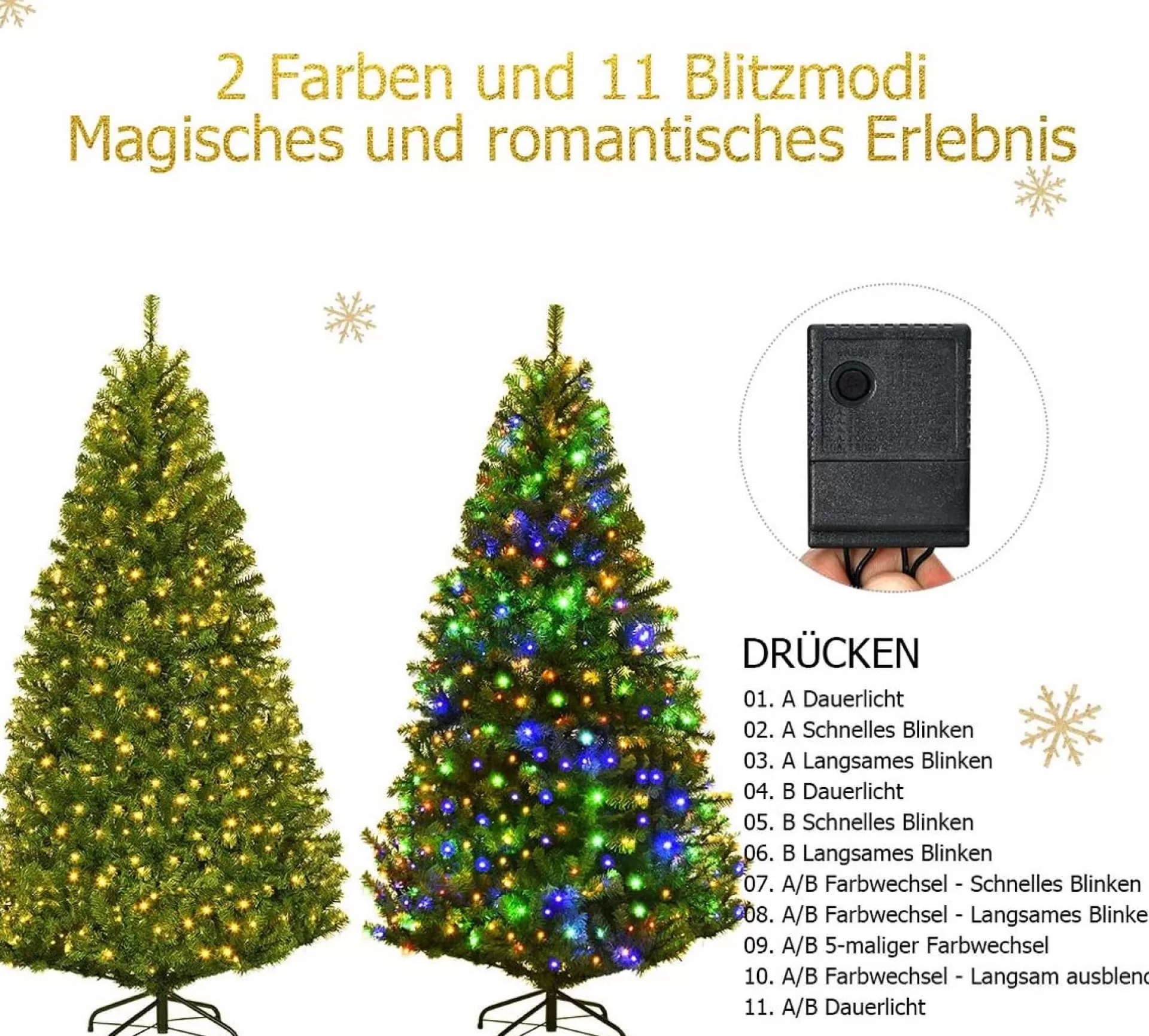 Costway Monkey's Kunstkerstboom - Met Led Lichtketting - Groen - Kerstmis - Kerstboom - 180 Cm Sale