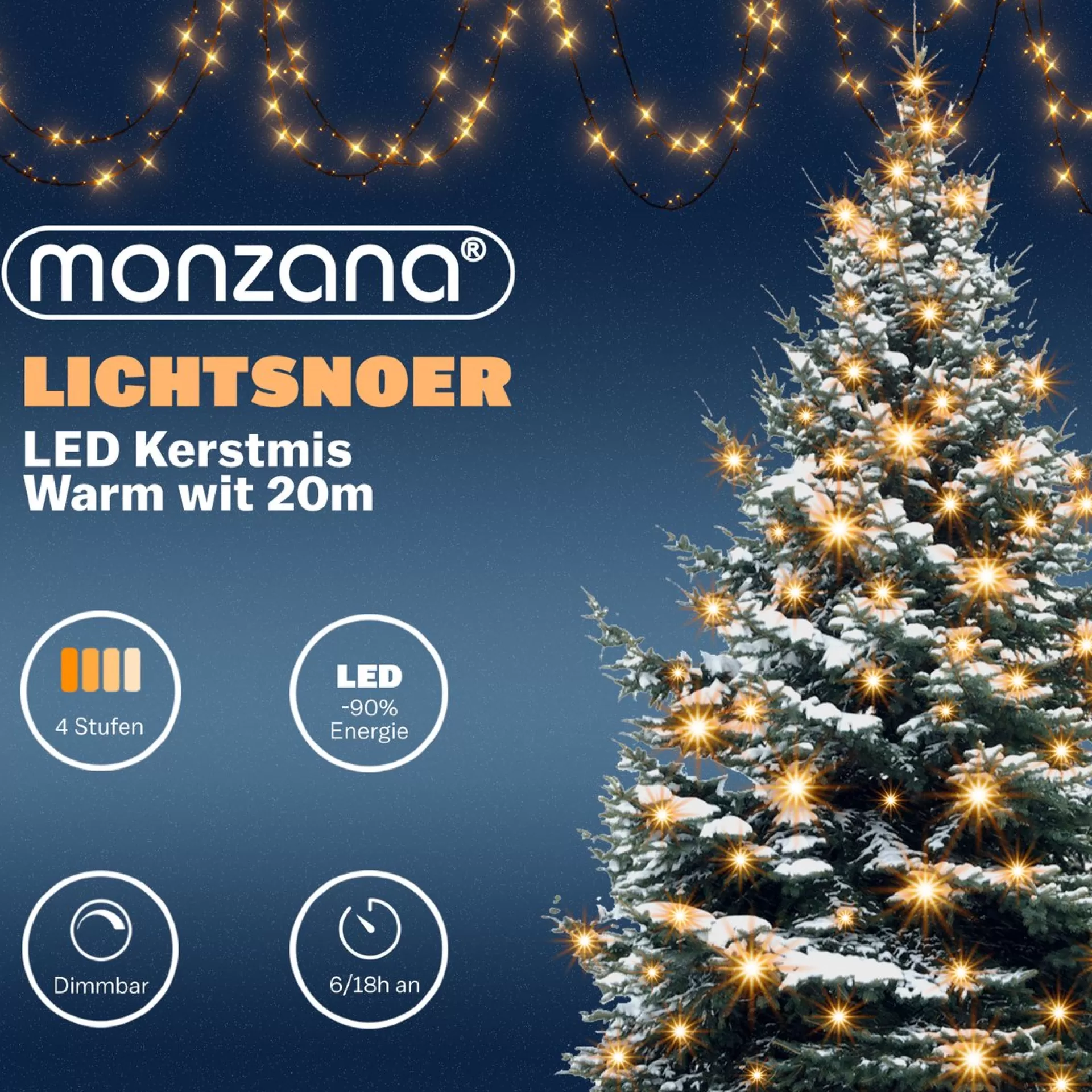 Monzana Lichtsnoer 200 Leds – Afstandsbediening Timer – Warm Wit Cheap