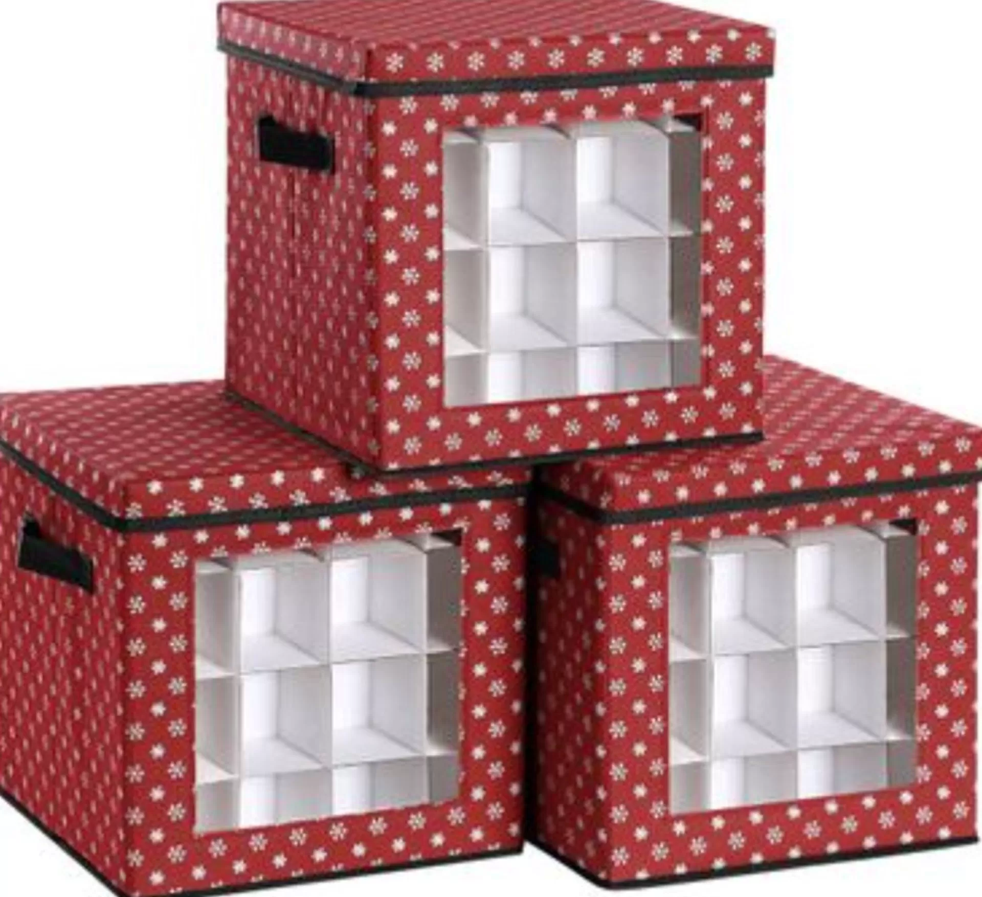 medina Nancy's Hamon Opbergdozen - Kerstballen - Set Van 3 - Opvouwbaar - 64 Vakjes Per Doos - Rood - 30,5 X 30,5 X 30,5 Cm Flash Sale