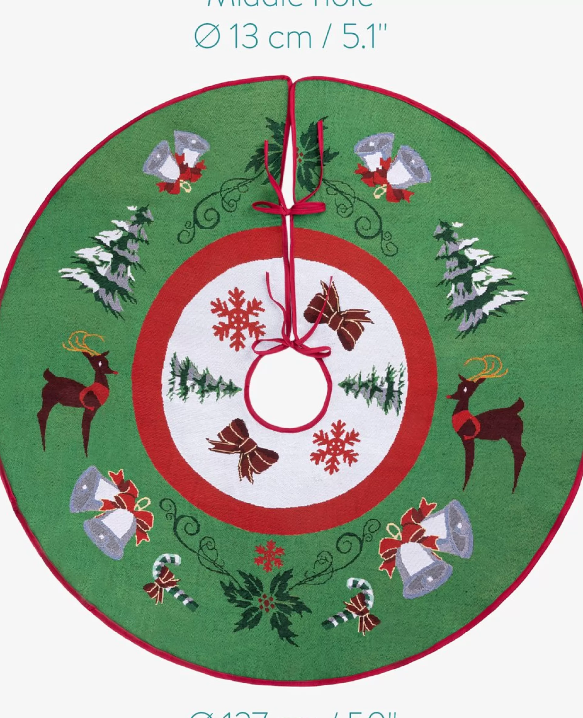 Navaris Decoratief Kerstboom Vloerkleed Vloerbeschermer - Beschermt De Vloer En Verstopt Bekabeling Van Lampjes - Kerstrok In Groen/Wit/Rood Cheap