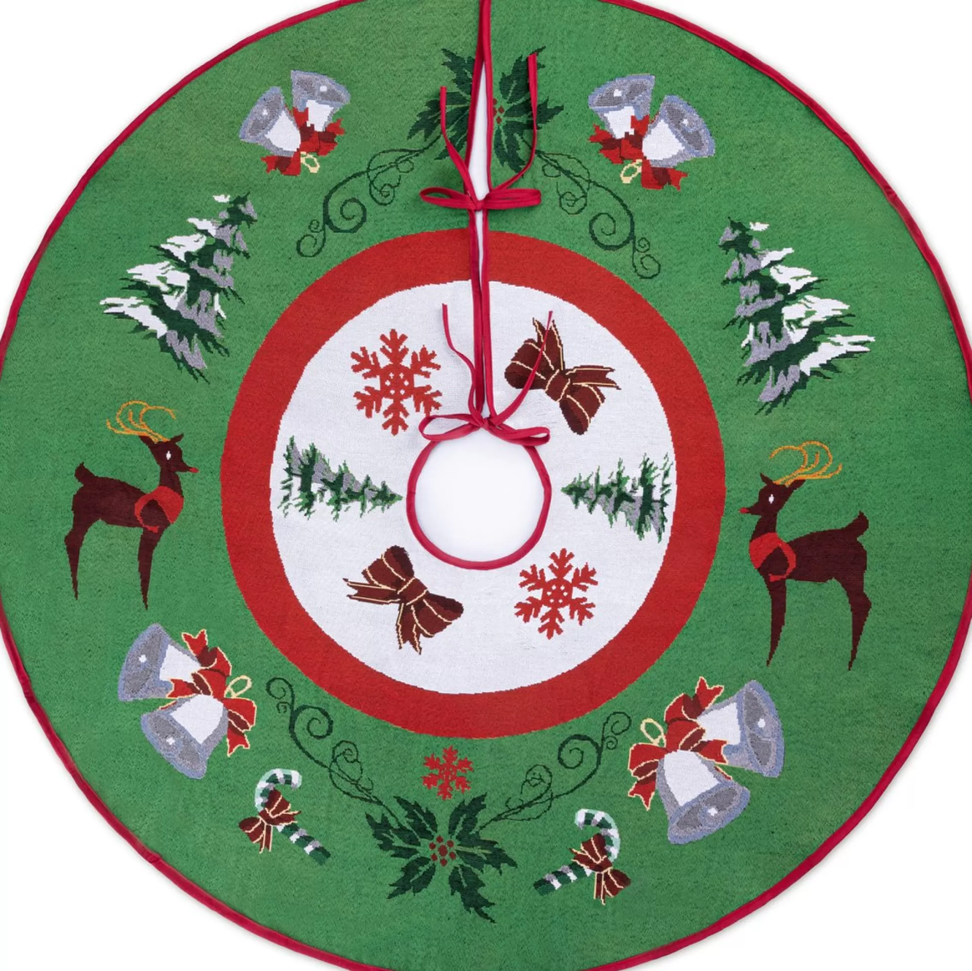 Navaris Decoratief Kerstboom Vloerkleed Vloerbeschermer - Beschermt De Vloer En Verstopt Bekabeling Van Lampjes - Kerstrok In Groen/Wit/Rood Cheap
