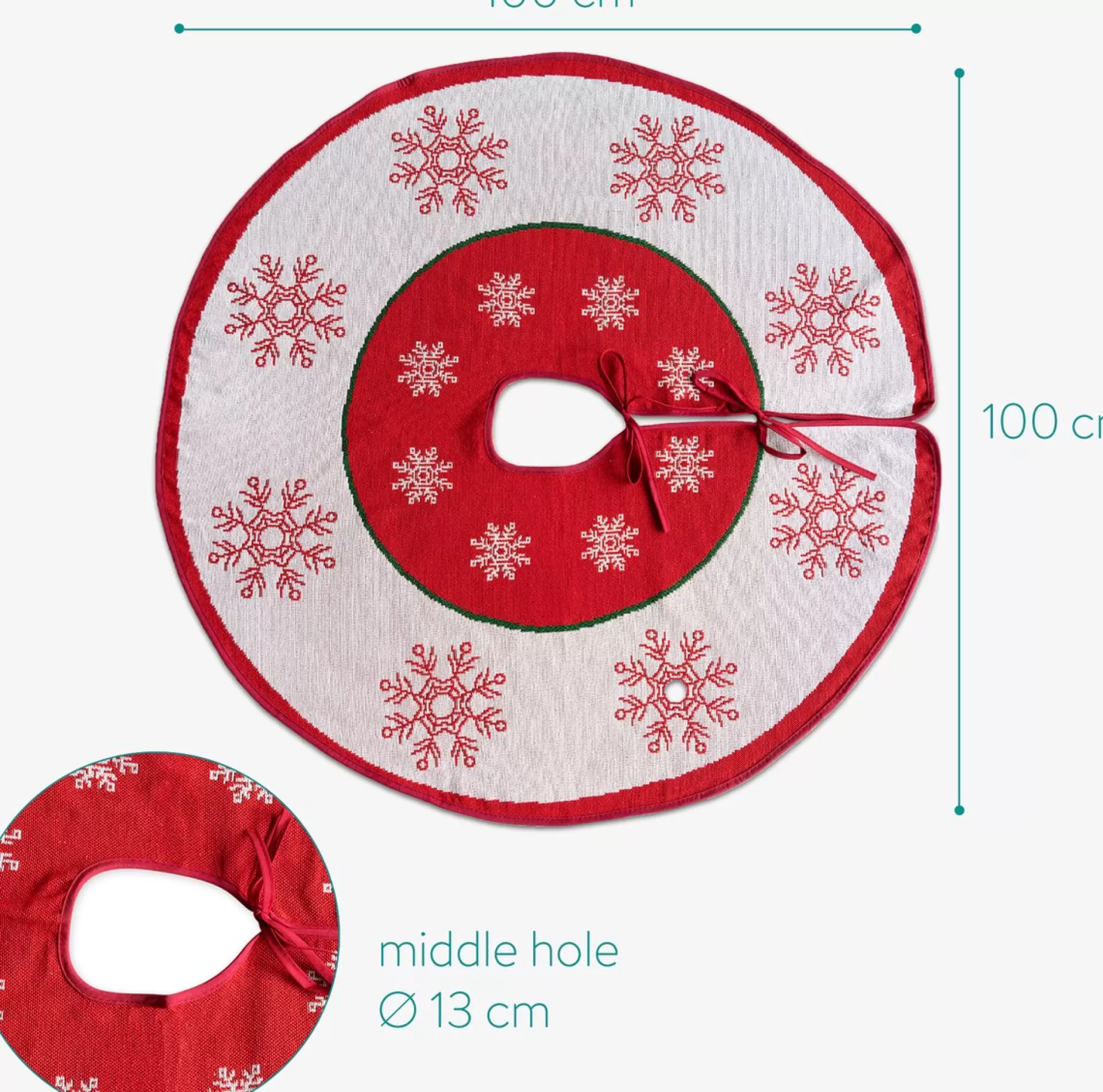 Navaris Decoratief Kerstboom Vloerkleed Vloerbeschermer - Beschermt De Vloer En Verstopt Bekabeling Van Lampjes - Kerstrok In Wit/Rood Online