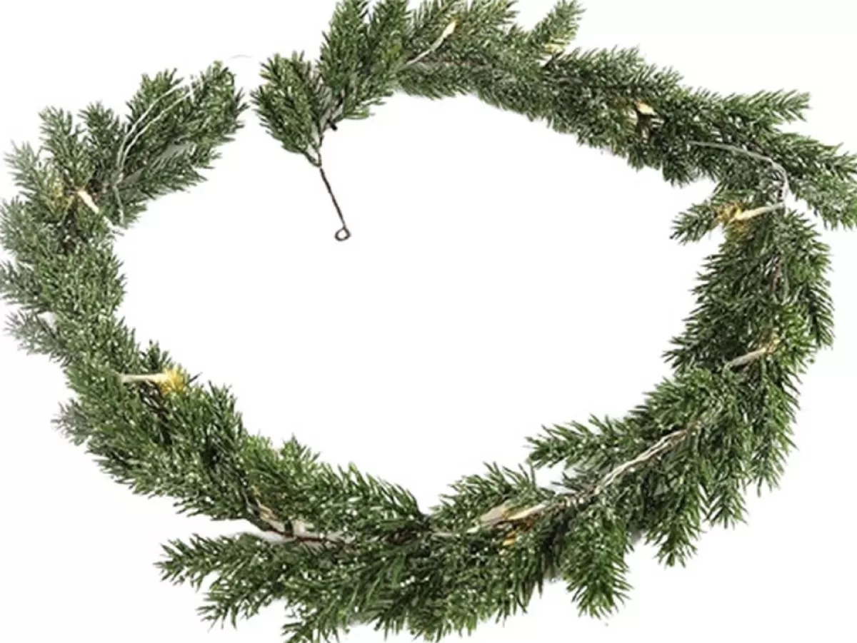 Non Branded Guirlandes>Non-Branded Kerstslinger Cosima Led 150 Cm Zijde Donkergroen