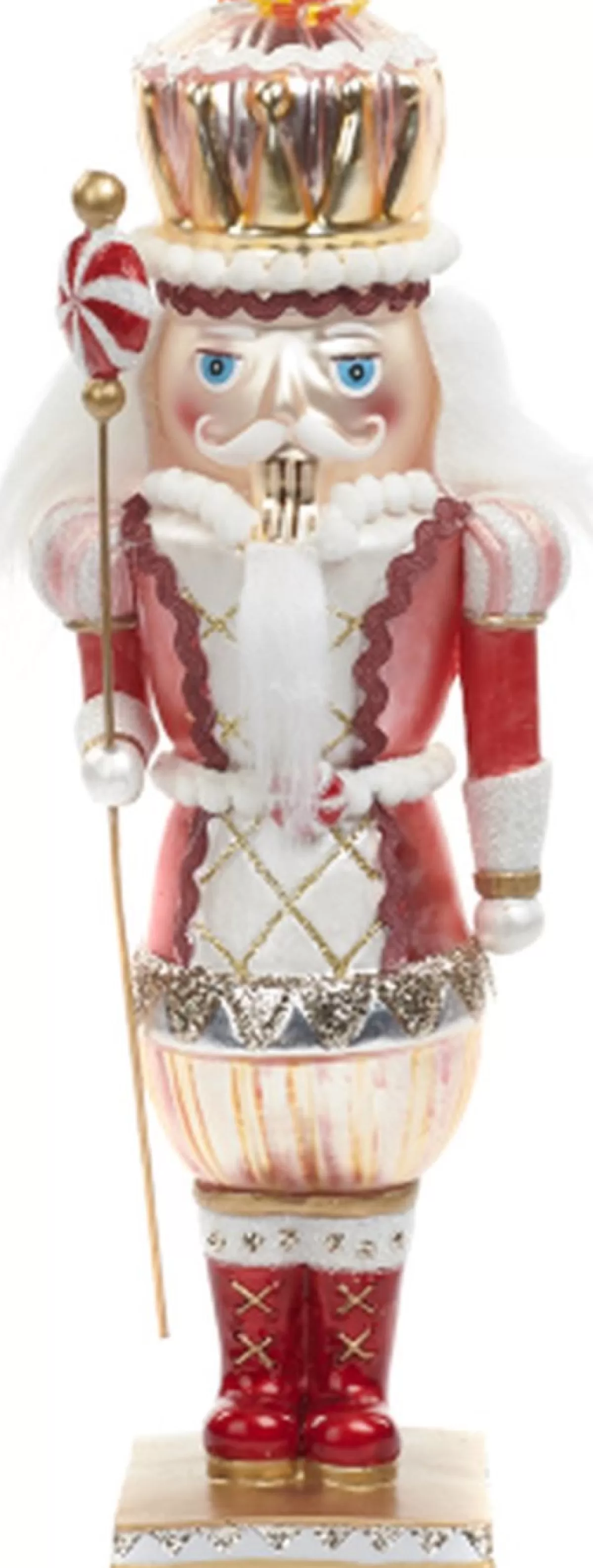 Goodwill Kerstbeelden>Notenkraker-Roze-Rood-Glas-Handgemaakt-27,9Cm