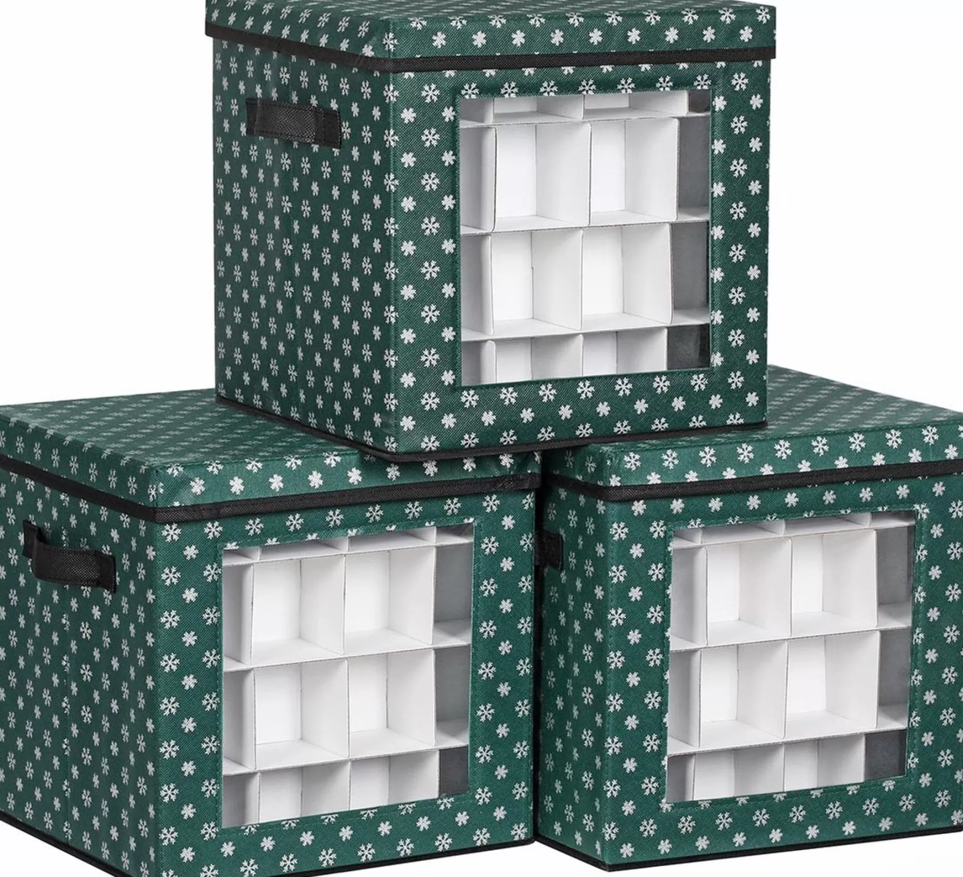 Unbranded Opbergdozen Celeste - Set Van 3 - Opvouwbare Dozen - Voor Kerstversiering - Elk 64 Kleine Vakken - Flexibele Verdelers - 30,5X30,5X30,5Cm - Blauw Fashion