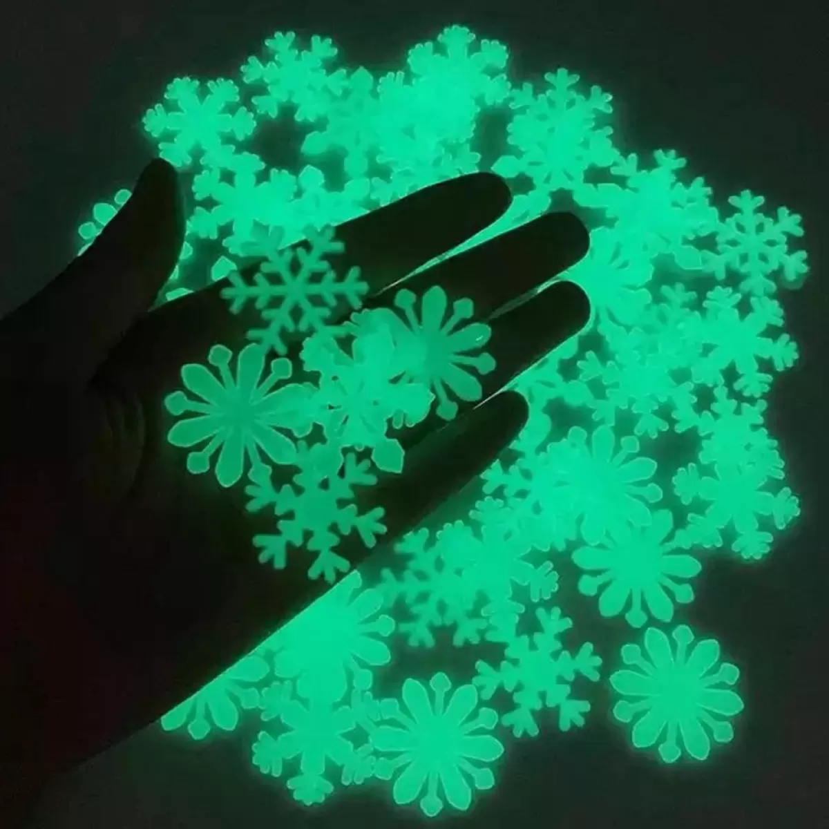Merkloos Kersthanger>Raam Stickers | Muur Stickers | Kerst Decoratie | Glow In The Dark | Licht Gevende Raamstickers | 50 Stuks | Blauw