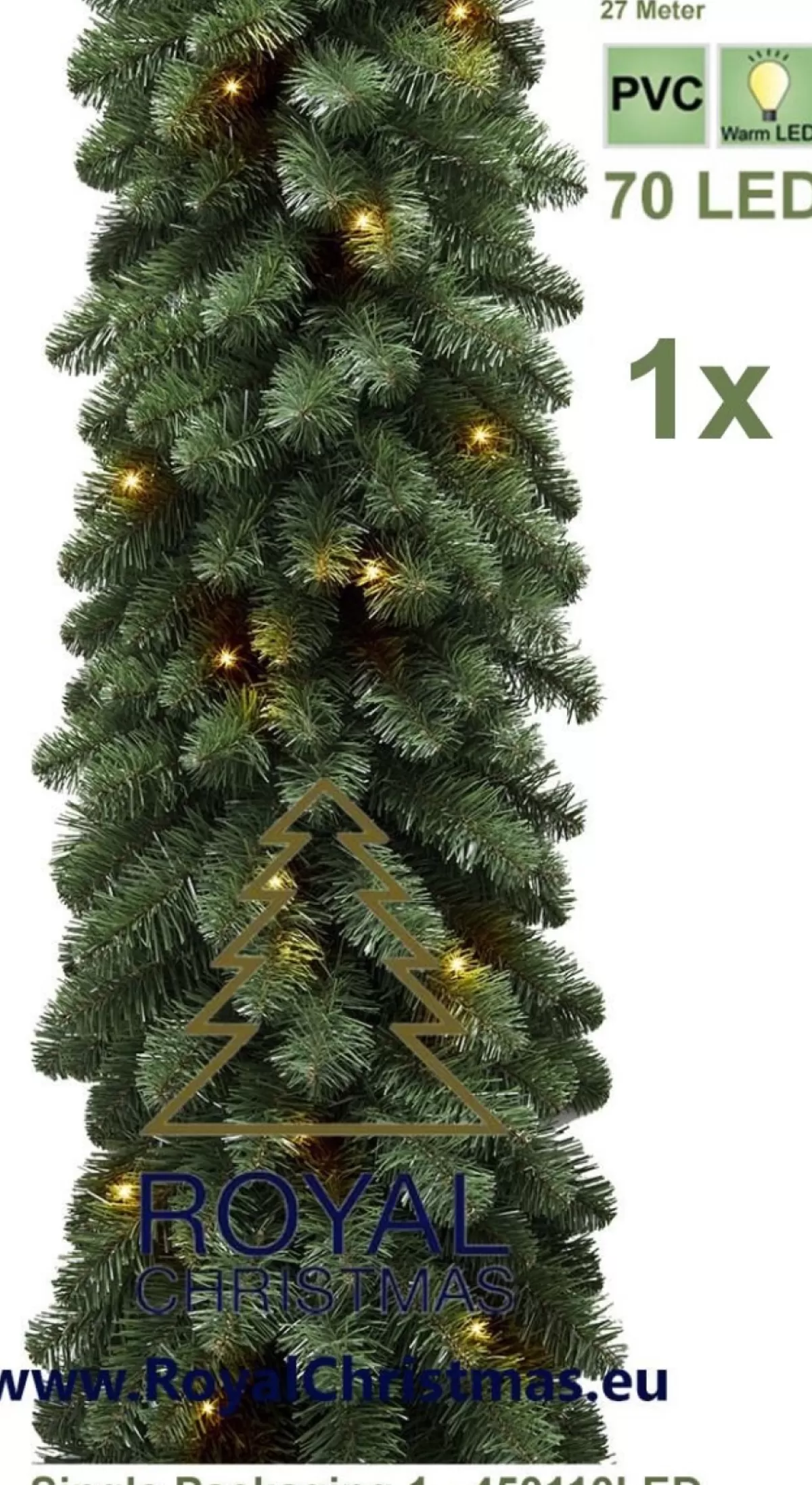 Royal Christmas Guirlandes> - Guirlande Met 70 Warm Led Lampjes Geintegreerd - Lengte 540 Cm - 400 Takken - Extra Vol