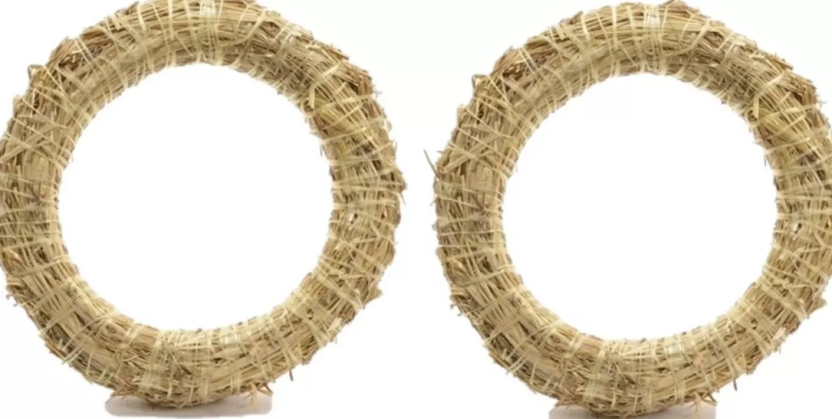 Merkloos Kerstkransen>Set Van 2X Stuks Stro Kerstkrans Om Te Decoreren 40 Cm - Kerst Deurkransen