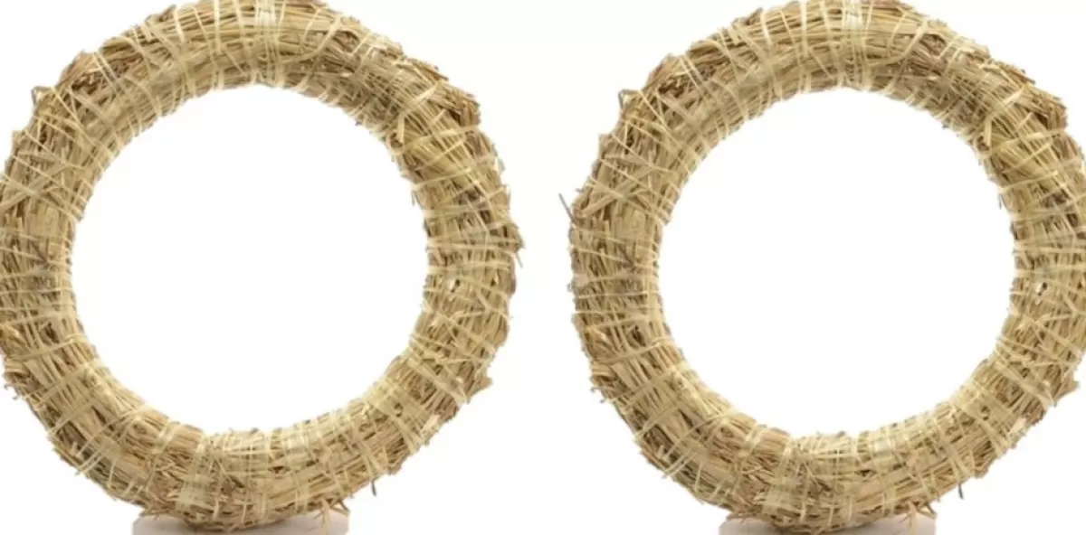 Merkloos Kerstkransen>Set Van 3X Stuks Stro Kerstkransen Om Te Decoreren 50 Cm - Kerst Deurkransen