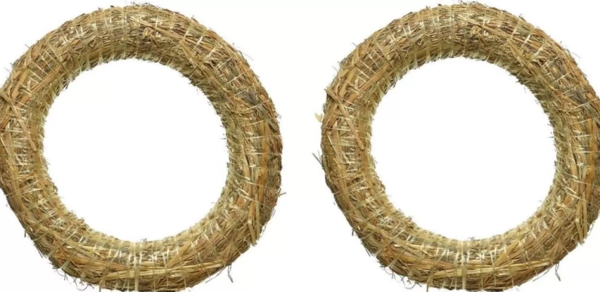 Merkloos Kerstkransen>Set Van 5X Stuks Decoratie Kransen Van Stro 25 Cm - Diy Kransen Maken - Kerst Deurkransen - Herfststukje Maken