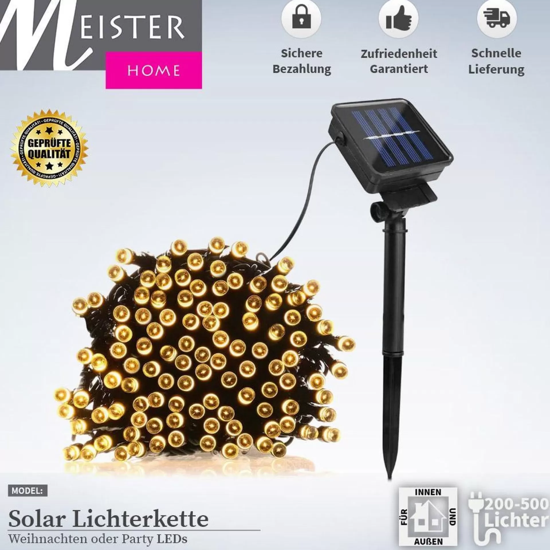 Meisterhome Solar Led 200 Stuks Warm Wit Buitenverlichting Tuinverlichting Party Clearance