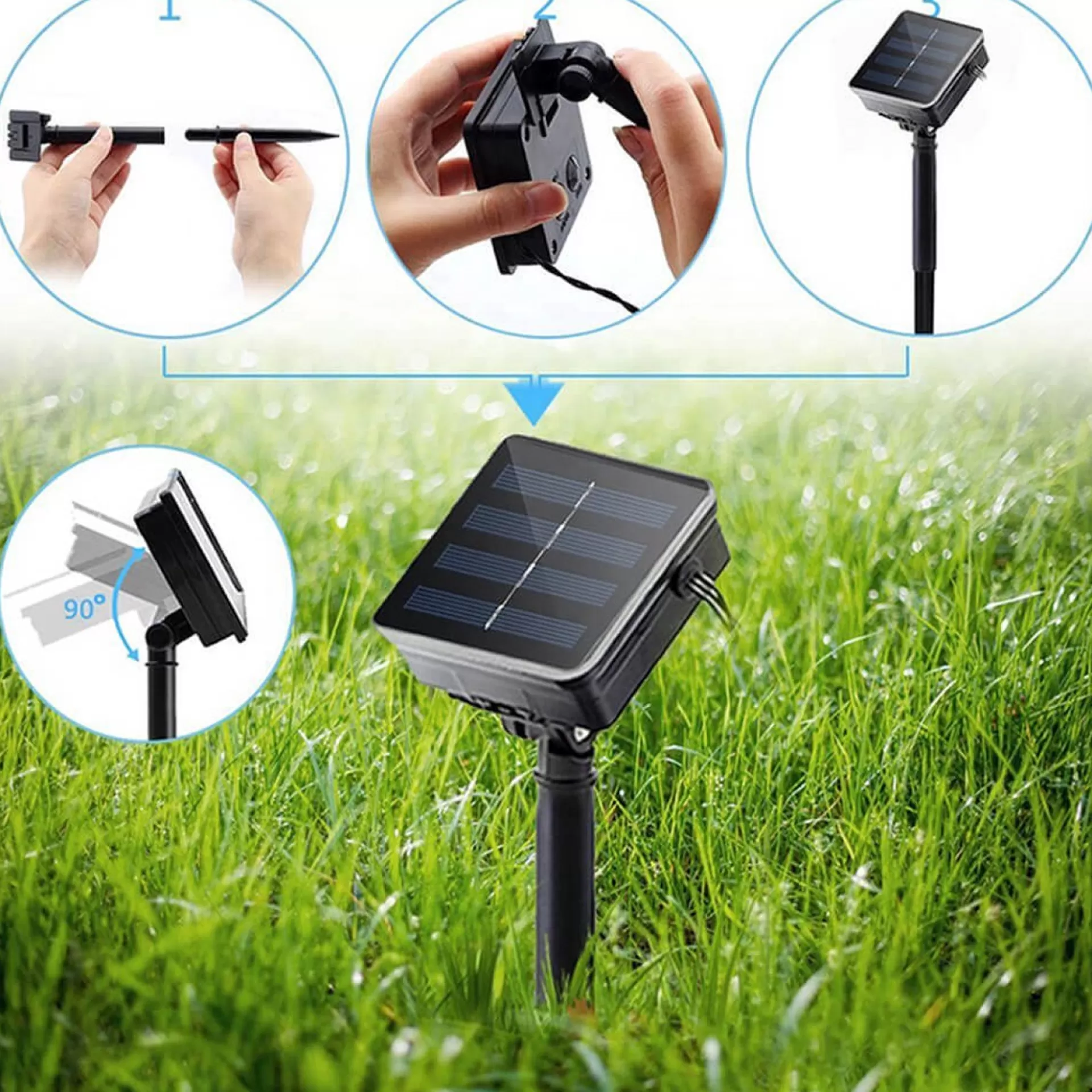 Rextech Kerstlichtsnoeren>Solar Tuinverlichting Lichtsnoer Holly - 100 Leds - Warm Wit Licht - Op Zonne-Energie