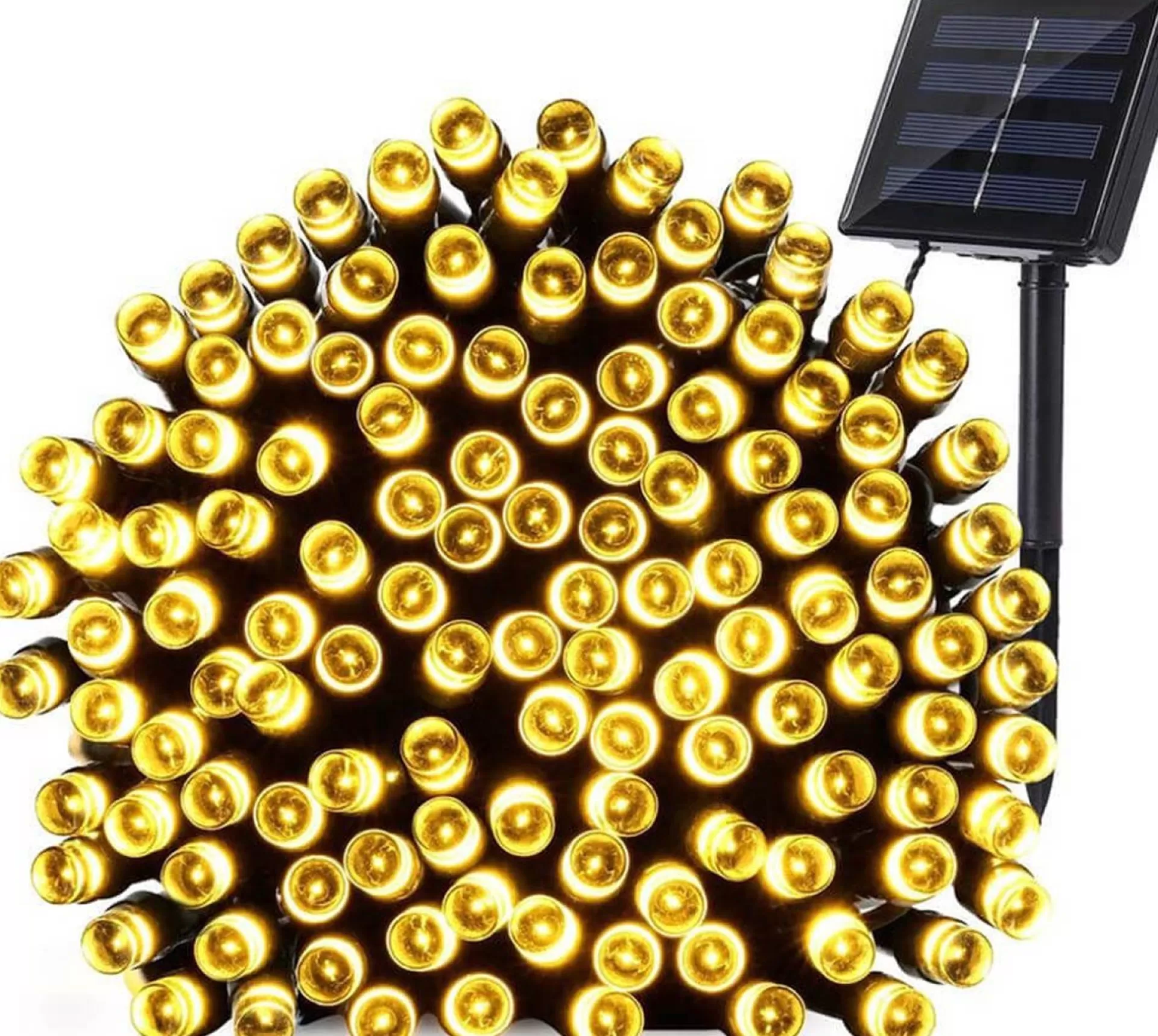Rextech Kerstlichtsnoeren>Solar Tuinverlichting Lichtsnoer Holly - 100 Leds - Warm Wit Licht - Op Zonne-Energie
