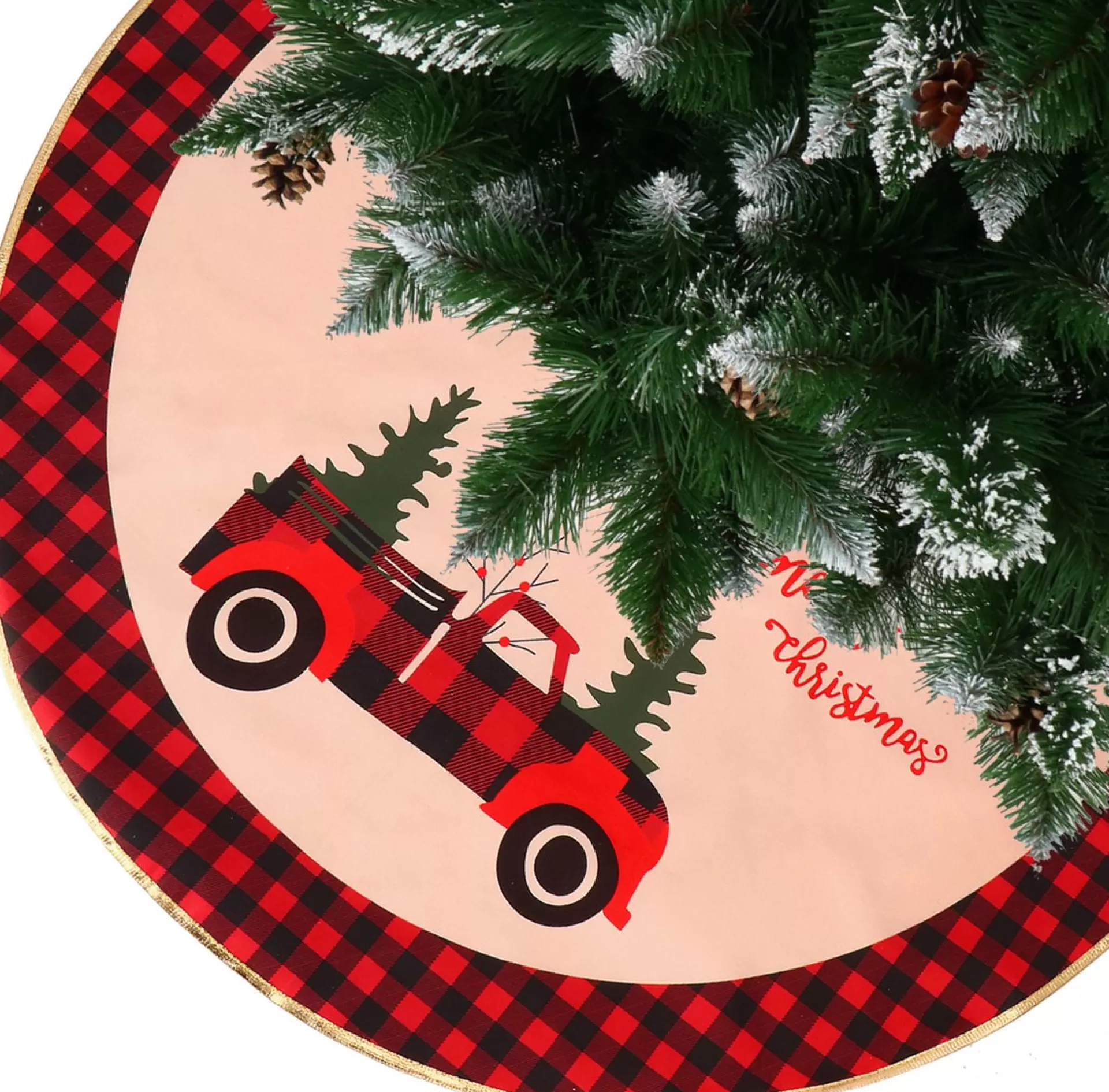 springos Kerstboomrok | Kerstboomkleed | Kerstboomversiering | 91 Cm | Rood/Zwart/Geruit Best Sale