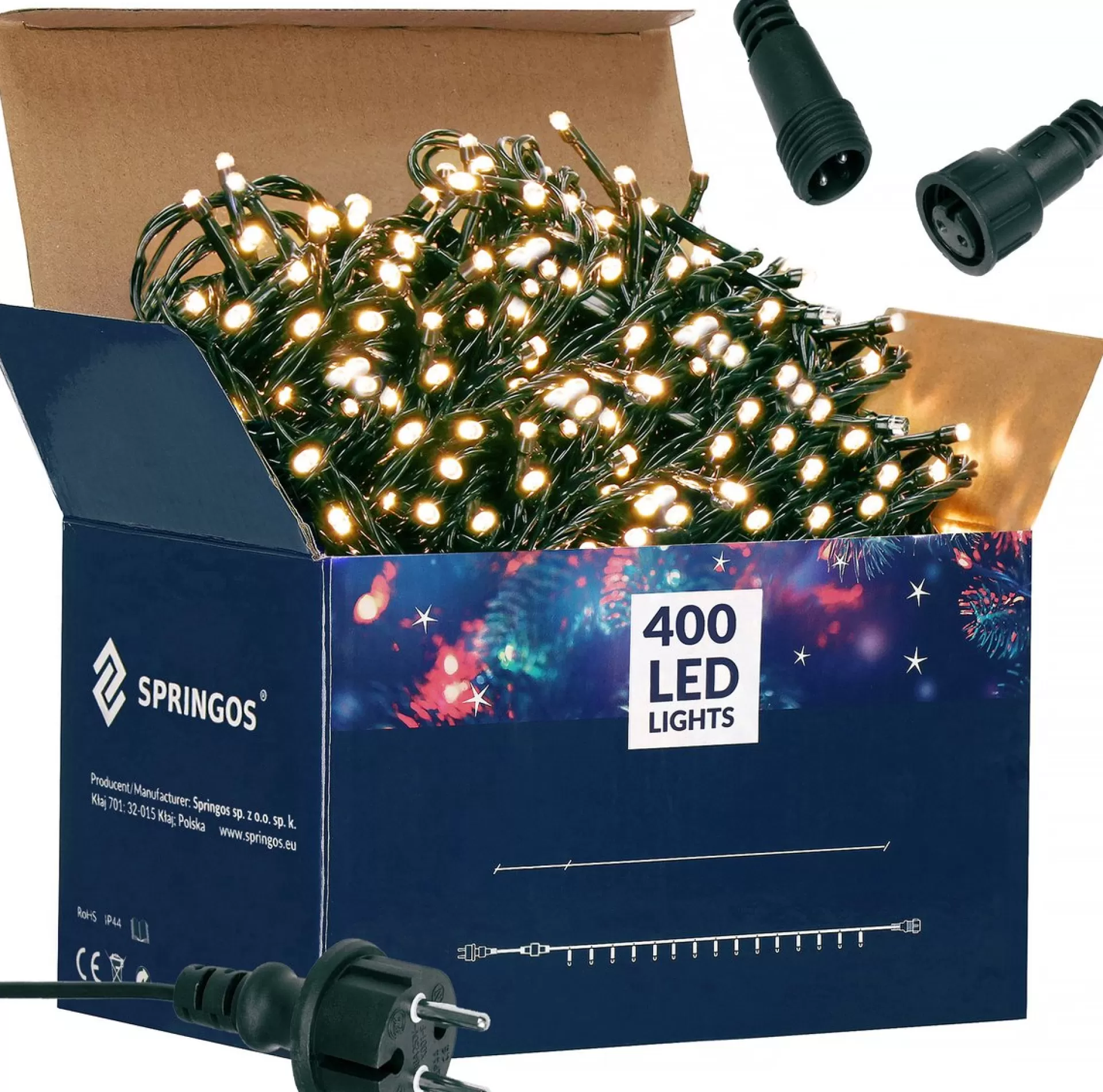 springos Kerstlichtsnoeren> Kerstverlichting | Binnen & Buiten | 24 M | 400 Led | Warm Wit