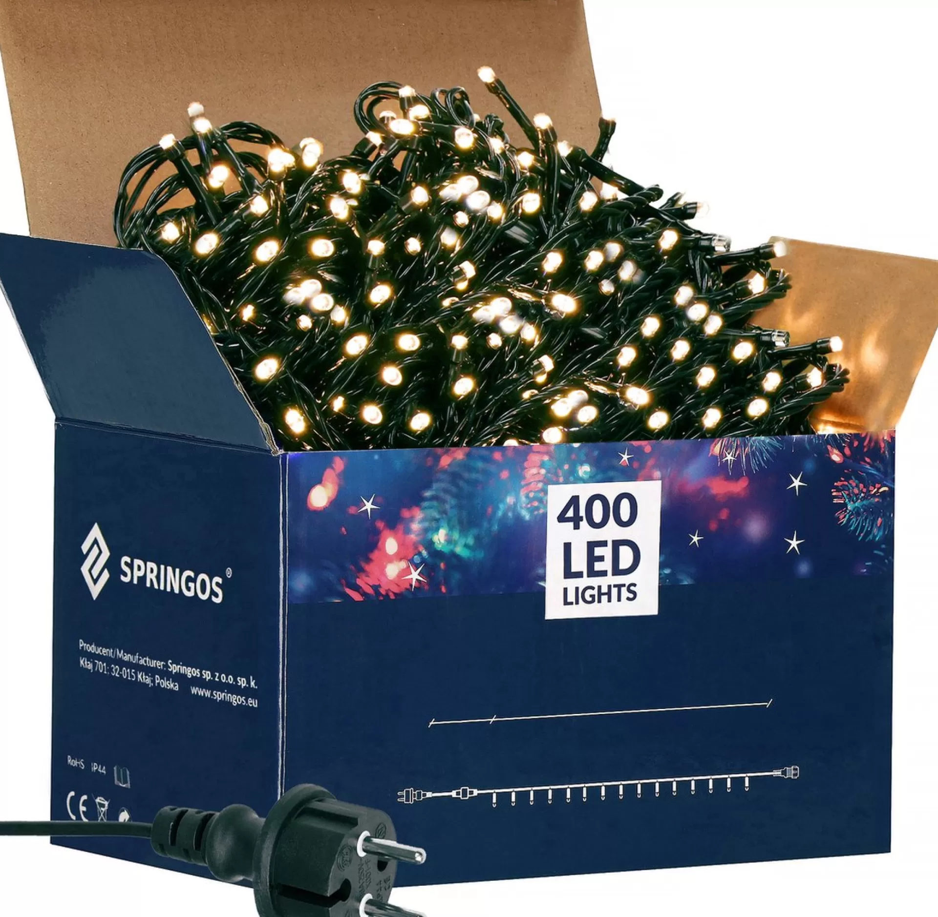 springos Kerstlichtsnoeren> Kerstverlichting | Binnen & Buiten | 24 M | 400 Led | Warm Wit