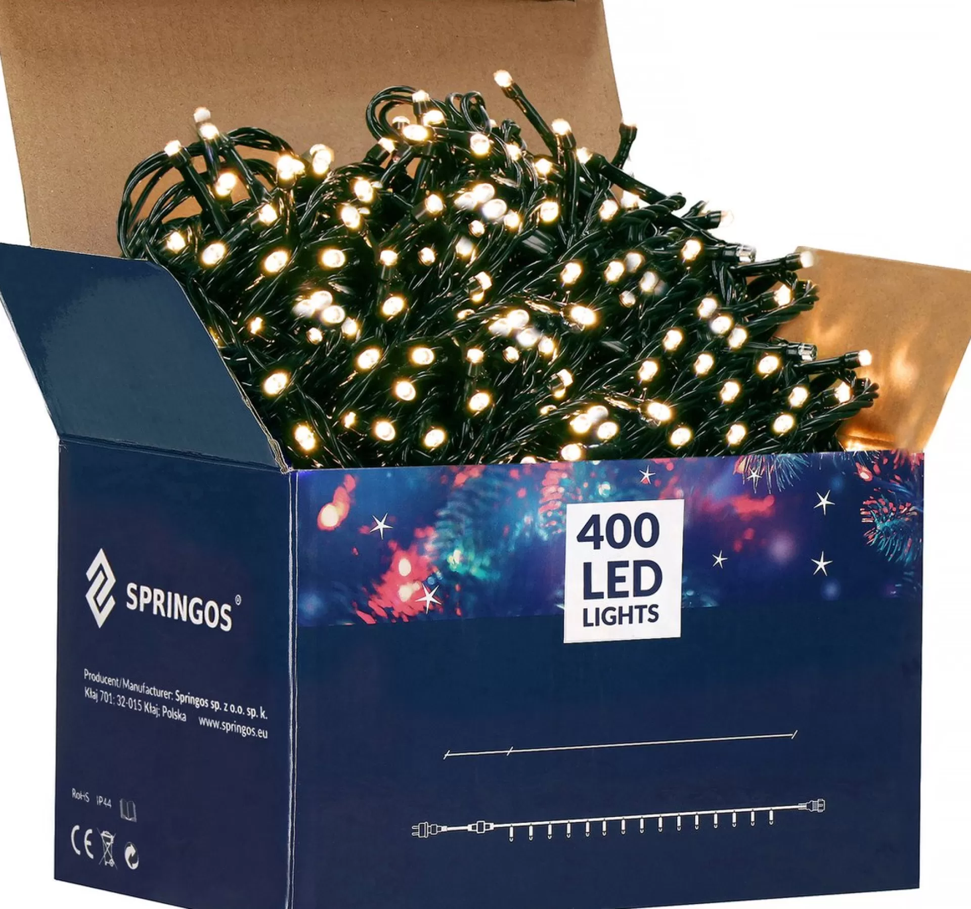 springos Kerstlichtsnoeren> Kerstverlichting | Binnen & Buiten | 24 M | 400 Led | Warm Wit