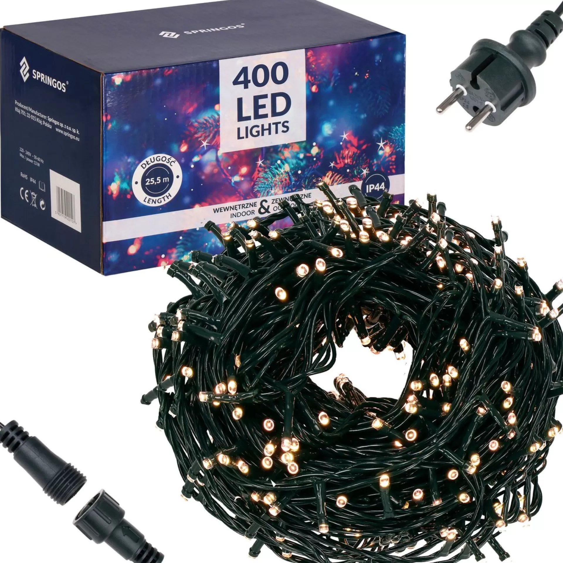 springos Kerstlichtsnoeren> Kerstverlichting | Binnen & Buiten | 24 M | 400 Led | Warm Wit
