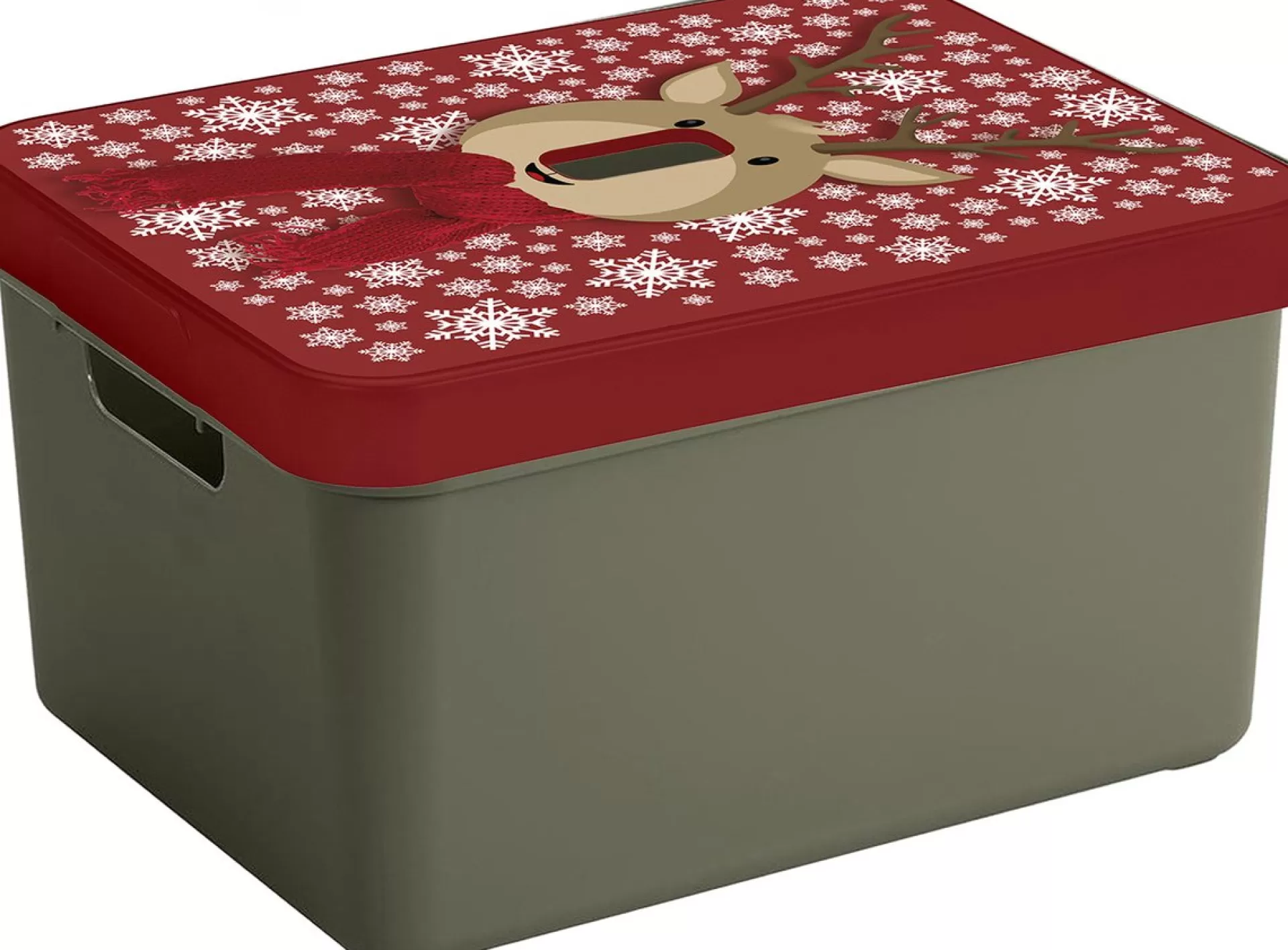Sunware Kerstversiering Opbergbox /Rood - 44 X 34 X 24 Cm - Rendier Print Deksel Sale