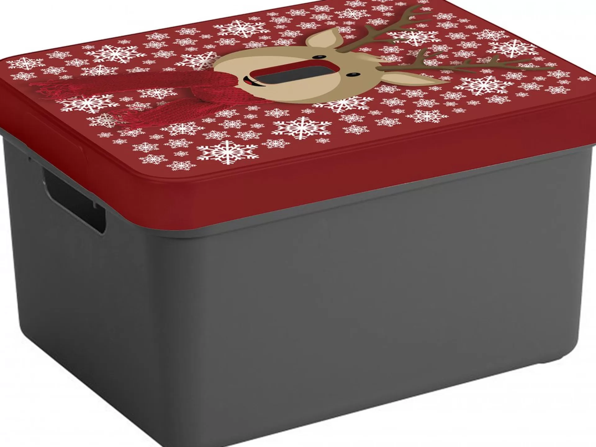 Sunware Kerstversiering Opbergbox /Rood - 44 X 34 X 24 Cm - Rendier Print Deksel Flash Sale