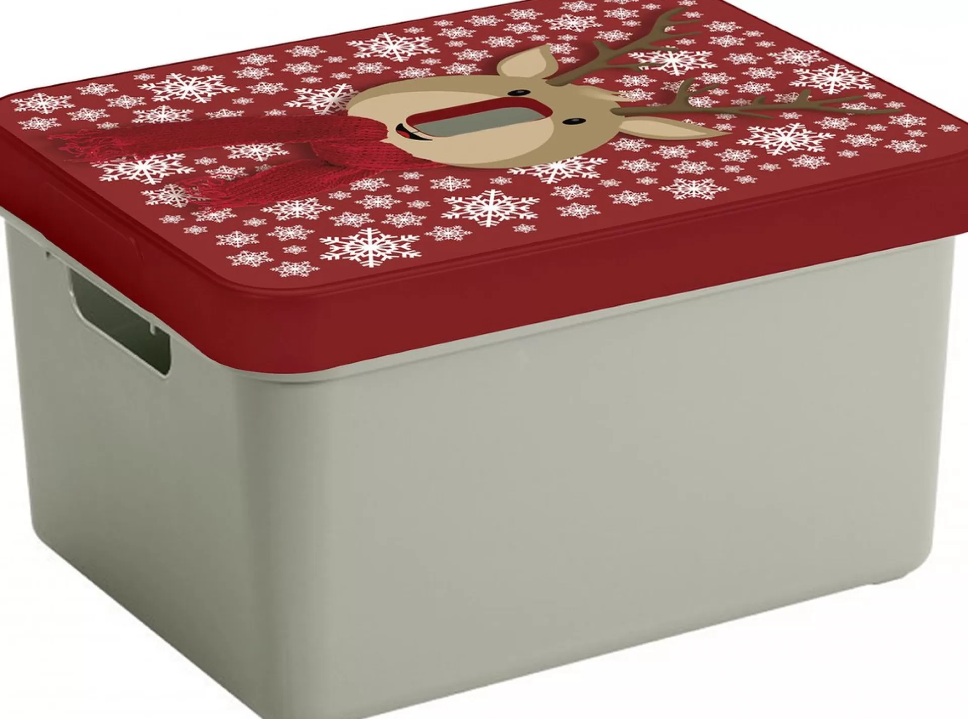 Sunware Kerstversiering Opbergbox /Rood - 44 X 34 X 24 Cm - Rendier Print Deksel Online