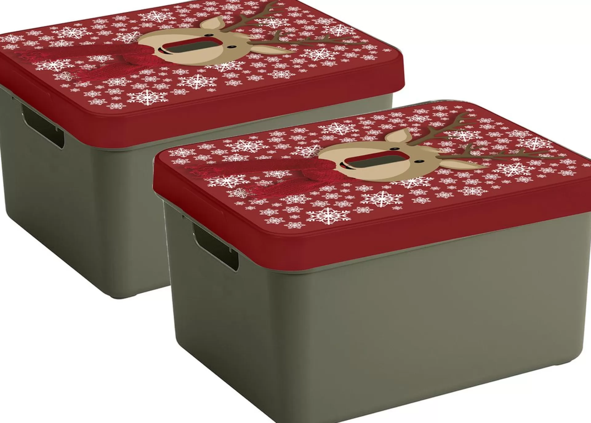 Sunware Kerstversiering Opbergboxen - Set 2X Stuks - 44 X 34 X 24 Cm - Rendier Print Deksel Cheap