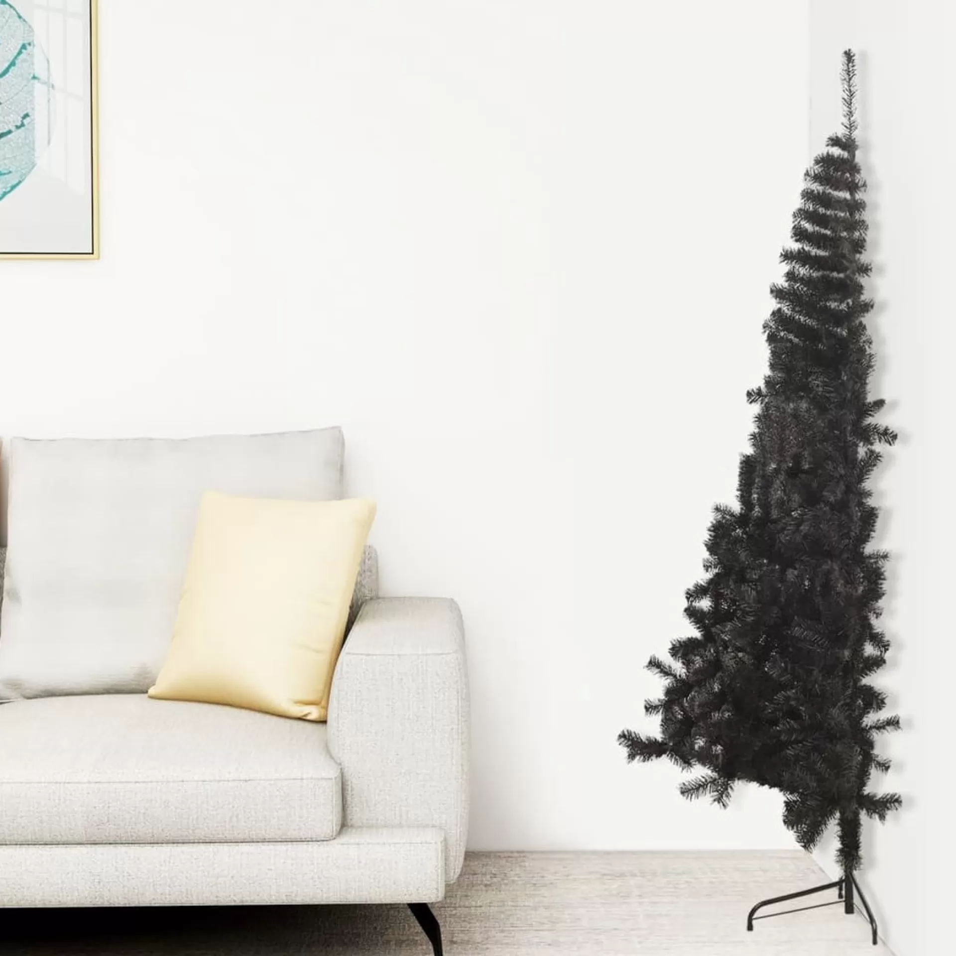 The Living Store Halve Kunstkerstboom - 150 Cm - Pvc/Staal Zwart Flash Sale