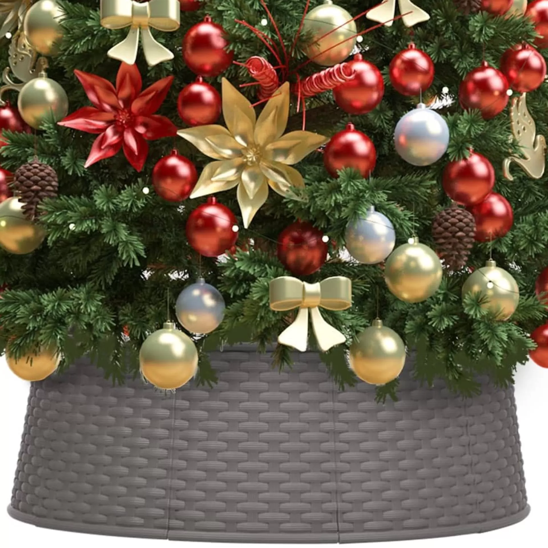 The Living Store Kerstboomkraag - Kunststof 48 Cm Bovenkant / 54 Cm Onderkant - Rattan-Look - Montage Vereist Fashion