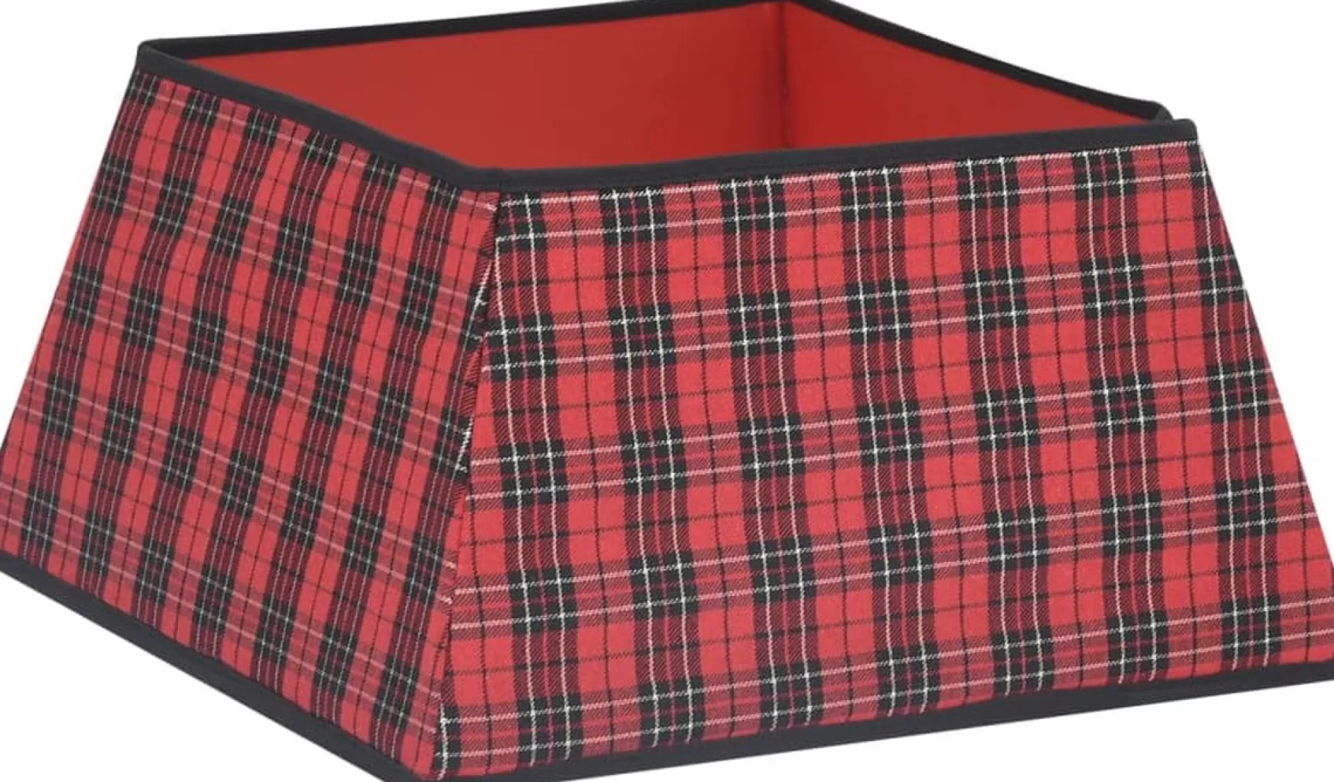 The Living Store Kerstboomkraag - Stoffen Boomrok Met Geruit Patroon - 25 Cm Hoog - 35 X 35 Cm Bovenkant - 48 X 48 Cm Onderkant Clearance