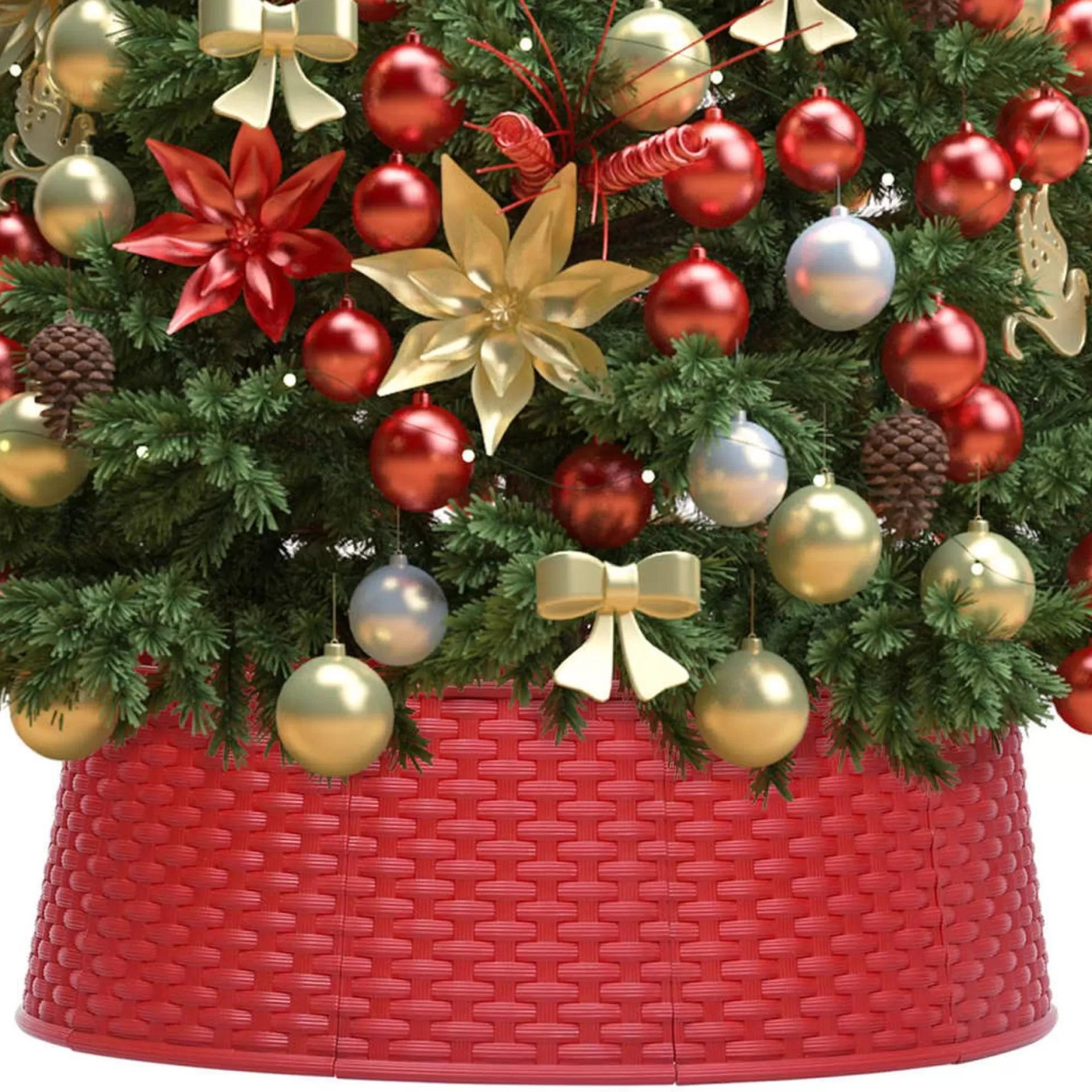 The Living Store Kerstboomkraag Kunststof - 48Cm Bovenkant - 54Cm Onderkant - 19.5Cm Hoog - Met Rattan-Look - Montage Vereist Hot