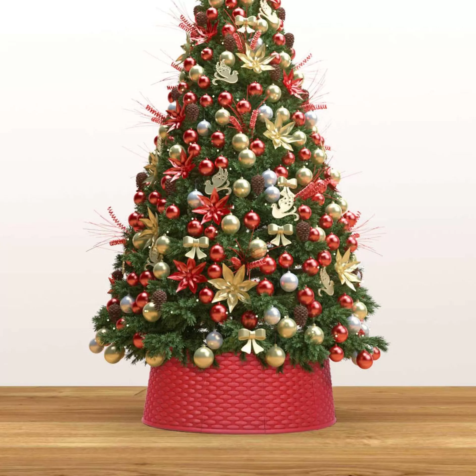 The Living Store Kerstboomkraag Kunststof - 48Cm Bovenkant - 54Cm Onderkant - 19.5Cm Hoog - Met Rattan-Look - Montage Vereist Hot