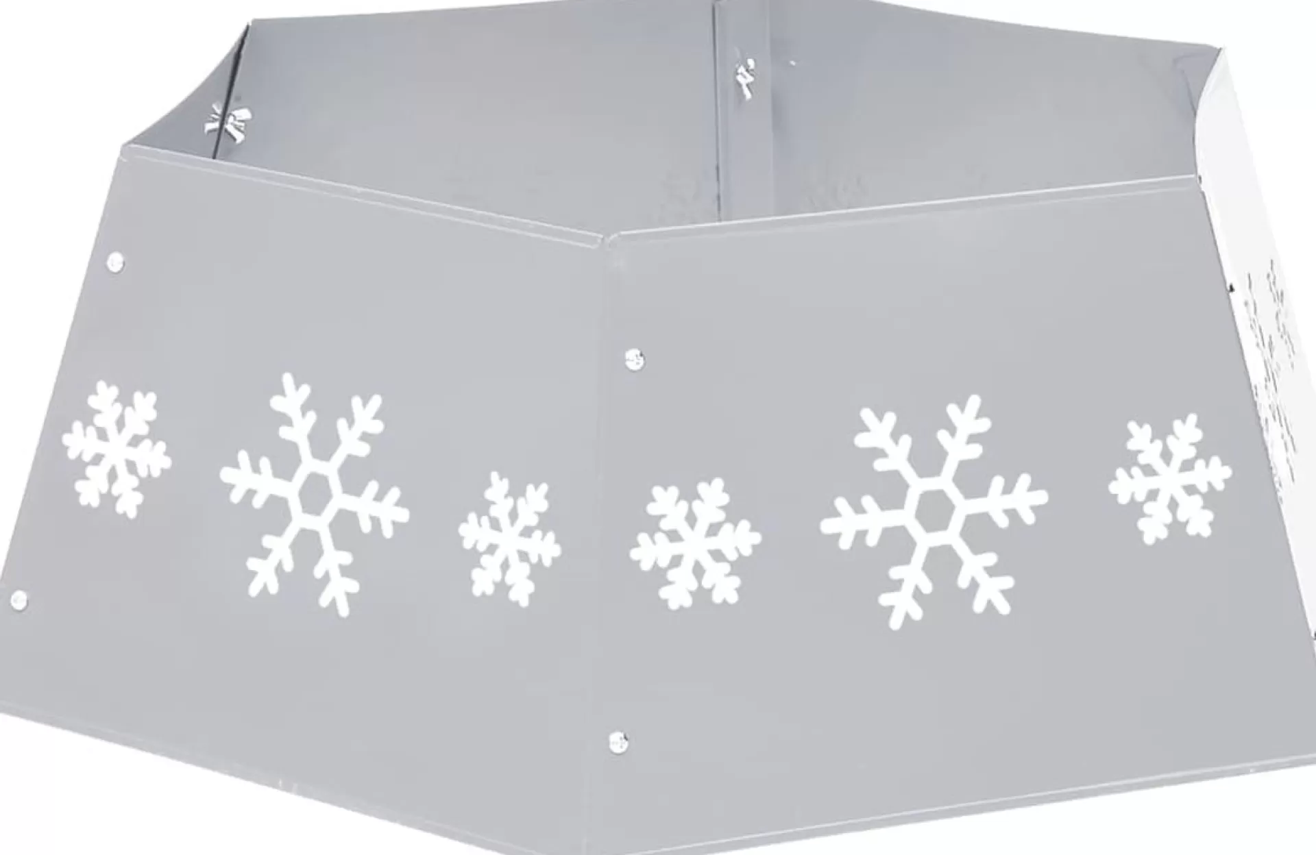 The Living Store Kerstboomkraag Metalen En Wit - 52.5 Cm Bovenkant - 68 Cm Onderkant - 25 Cm Hoogte - Sneeuwvlokkenprint - Montage Vereist Shop