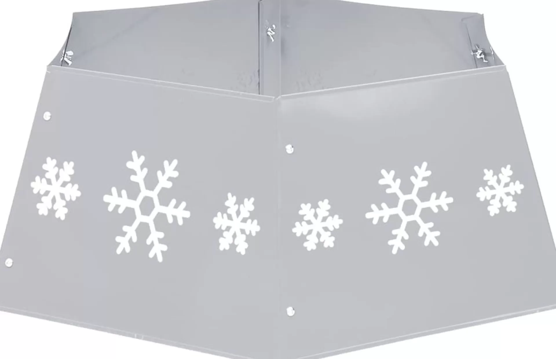 The Living Store Kerstboomkraag Metalen En Wit - 52.5 Cm Bovenkant - 68 Cm Onderkant - 25 Cm Hoogte - Sneeuwvlokkenprint - Montage Vereist Shop