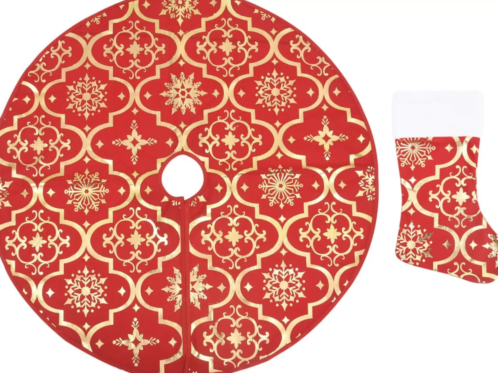 The Living Store Kerstboomrok 122 Cm - Met Sneeuwpatroon - Inclusief Kerstsok Rood Sale