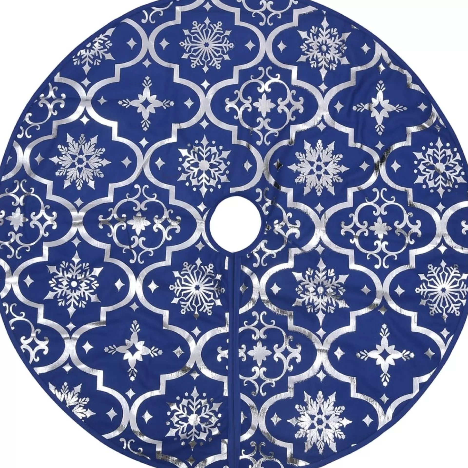 The Living Store Kerstboomrok 90 Cm - Met Sneeuwpatroon - Inclusief Kerstsok Blauw Best