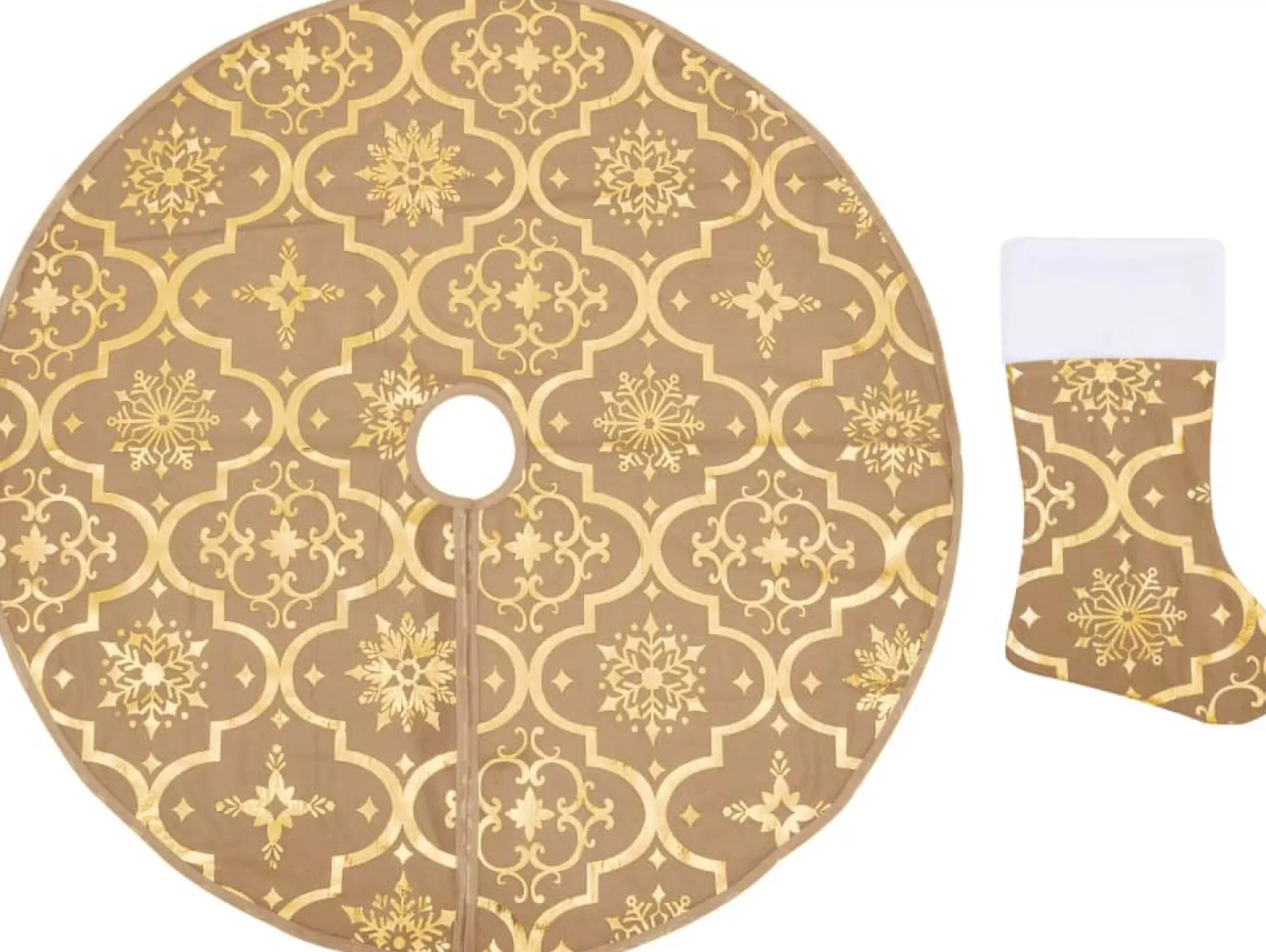 The Living Store Kerstboomrok O122 Cm - Met Sneeuwpatroon - Inclusief Kerstsok Geel Clearance