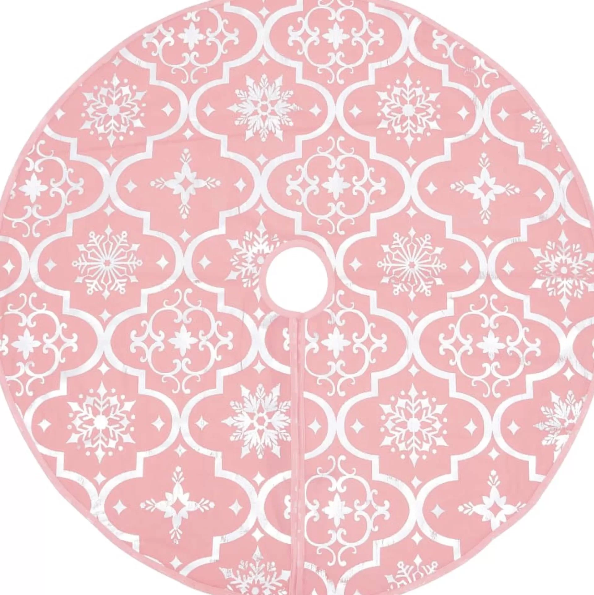The Living Store Kerstboomrok Stof - 122 Cm - Inklapbaar - Sneeuwpatroon - Met Kerstsok Roze Best Sale