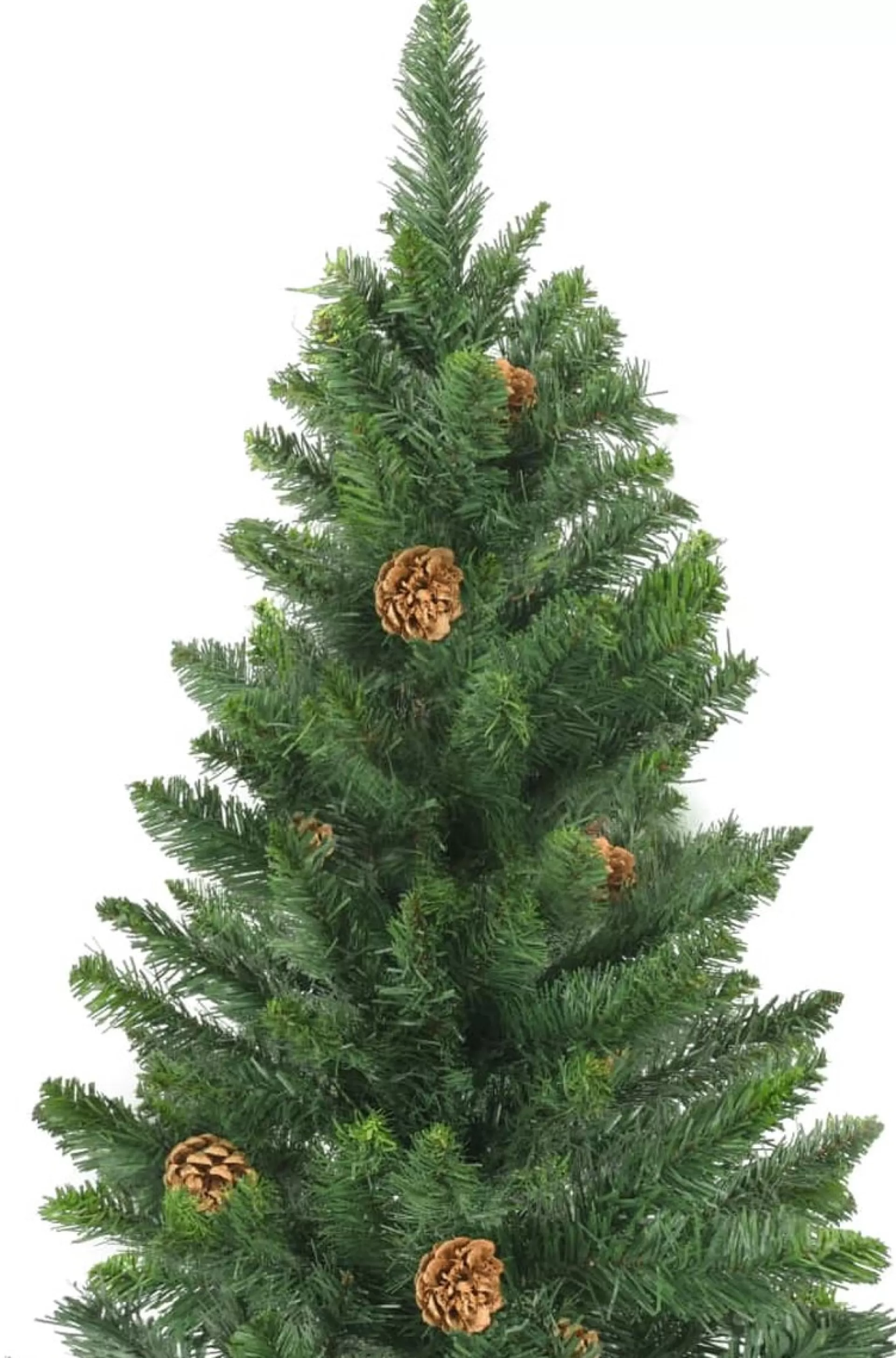 The Living Store Kunstkerstboom - Dennenboom - 210 Cm - Groen - Pvc - Met 1060 Puntige Uiteinden - Met Groen Glitter - Met 36 Dennenappels Clearance