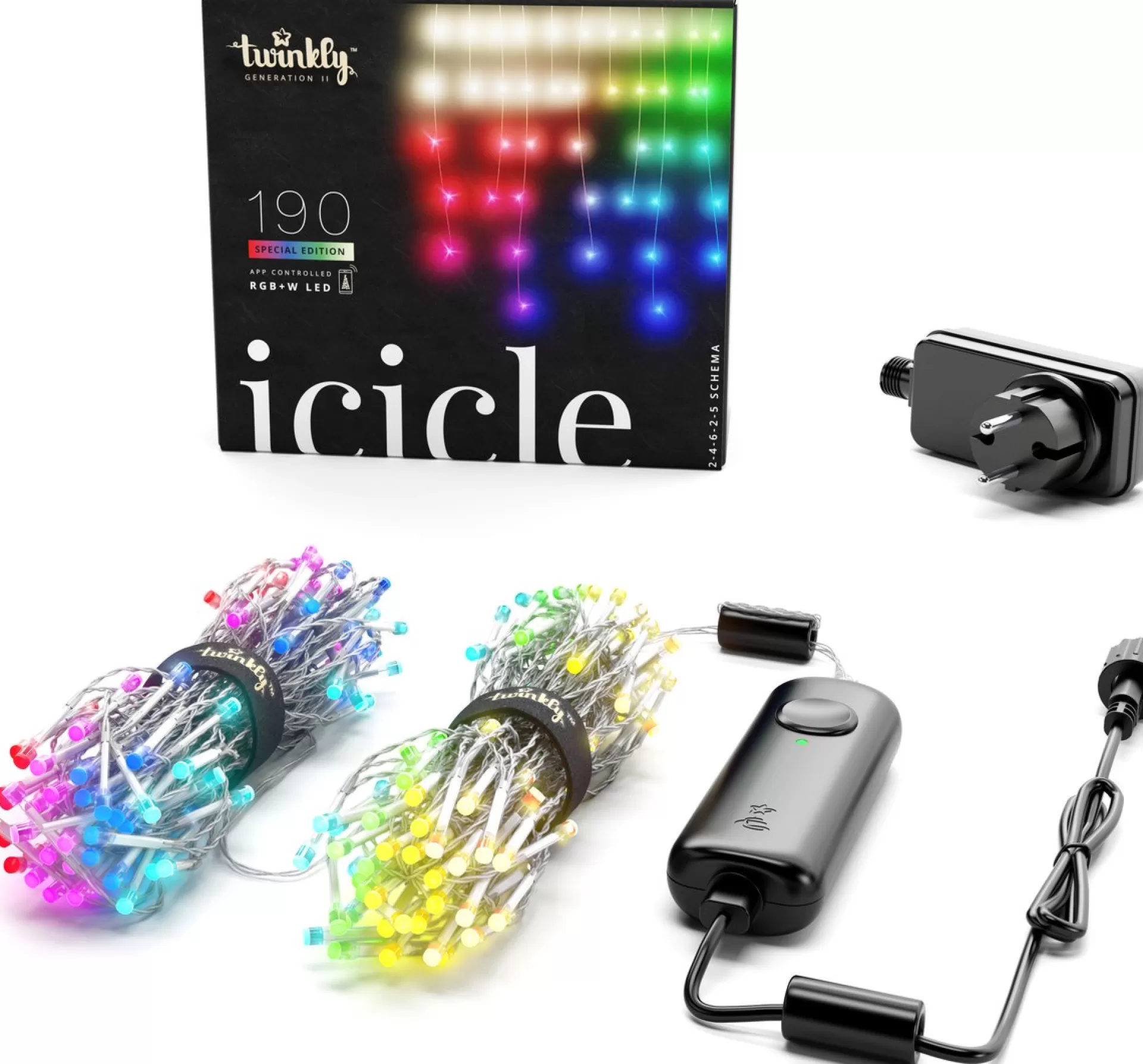 Twinkly Icicle Lichtgordijn - Binnen/Buiten - Rgbw - 190 Led-Lichtketting - Decoratie - App-Gestuurde - Zwart Fashion