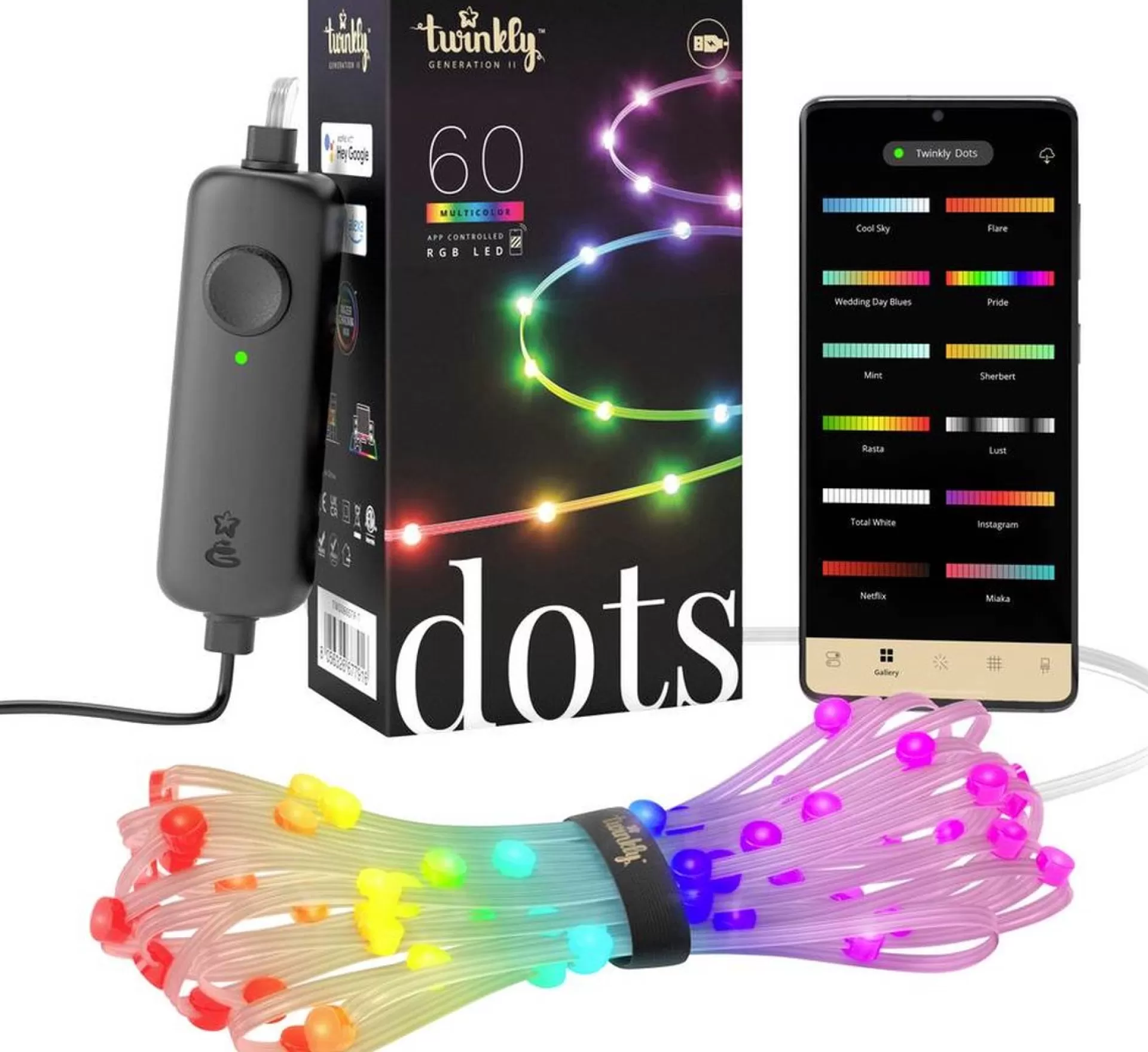 Twinkly Twd060Stp-T Party-Lichtketting Binnen Energielabel: G (A - G) Werkt Op Het Lichtnet Aantal Lampen 60 Led Rgb Verlichte Lengte: 3 M Discount
