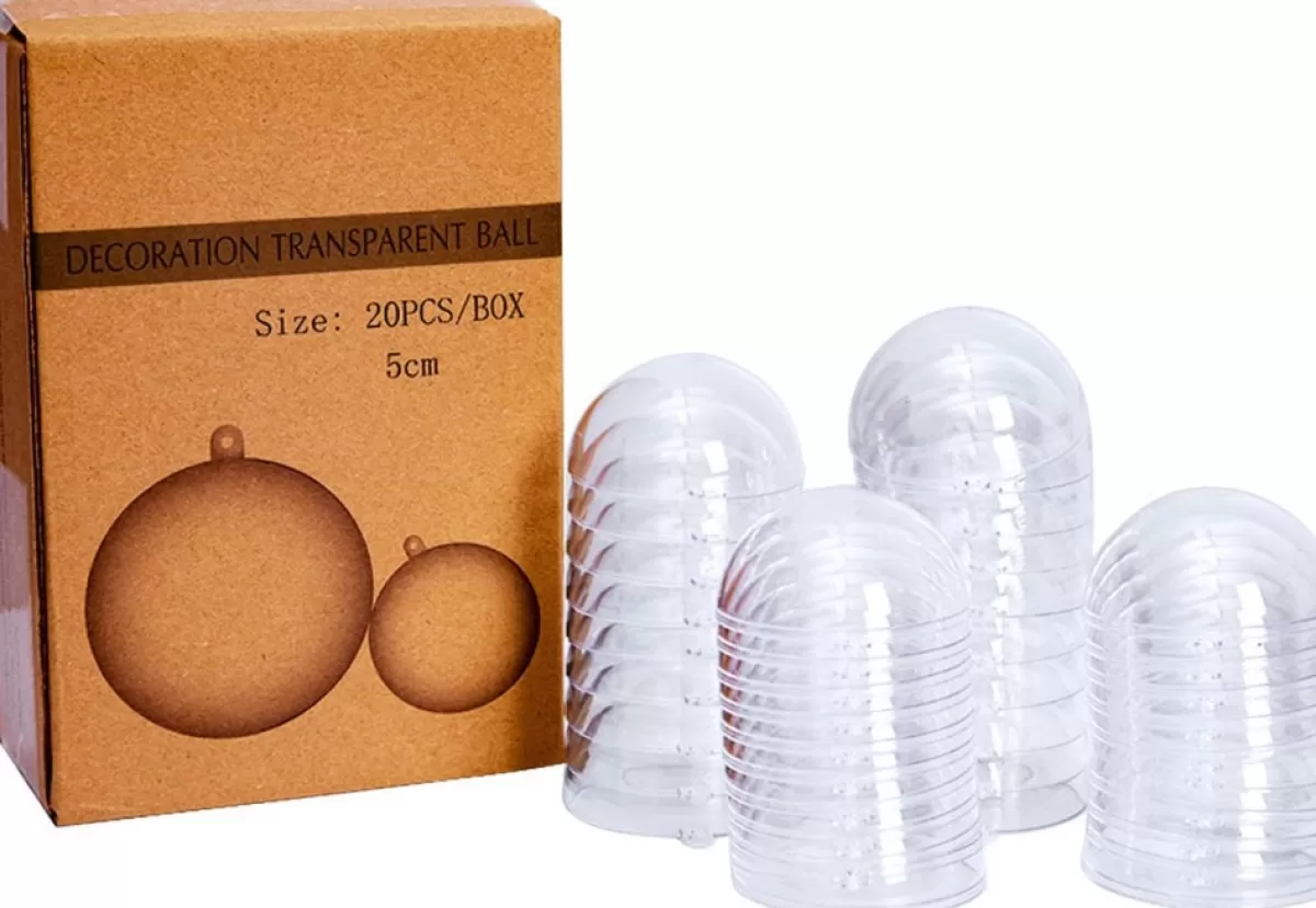 uten Kerstboomversieringen> Kerstballen Plastic Set - Kerstboomversiering - 20 Stuks - Voor Halloween, Kerst, Verjaardag, Feesten, Bruiloft, Home Garden Versiering Ballen - 5Cm - Transparant